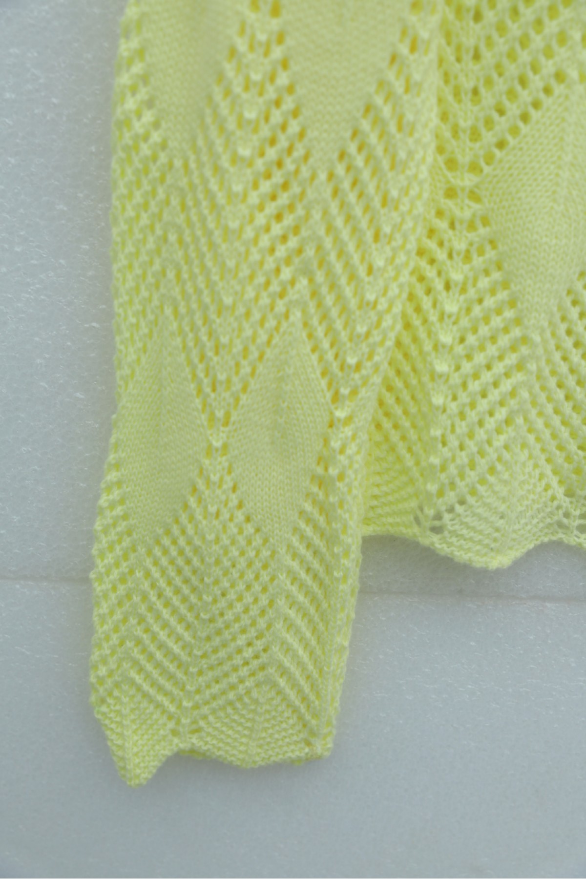 Leaf Patterned Openwork Knit Cardigan  -Yellow