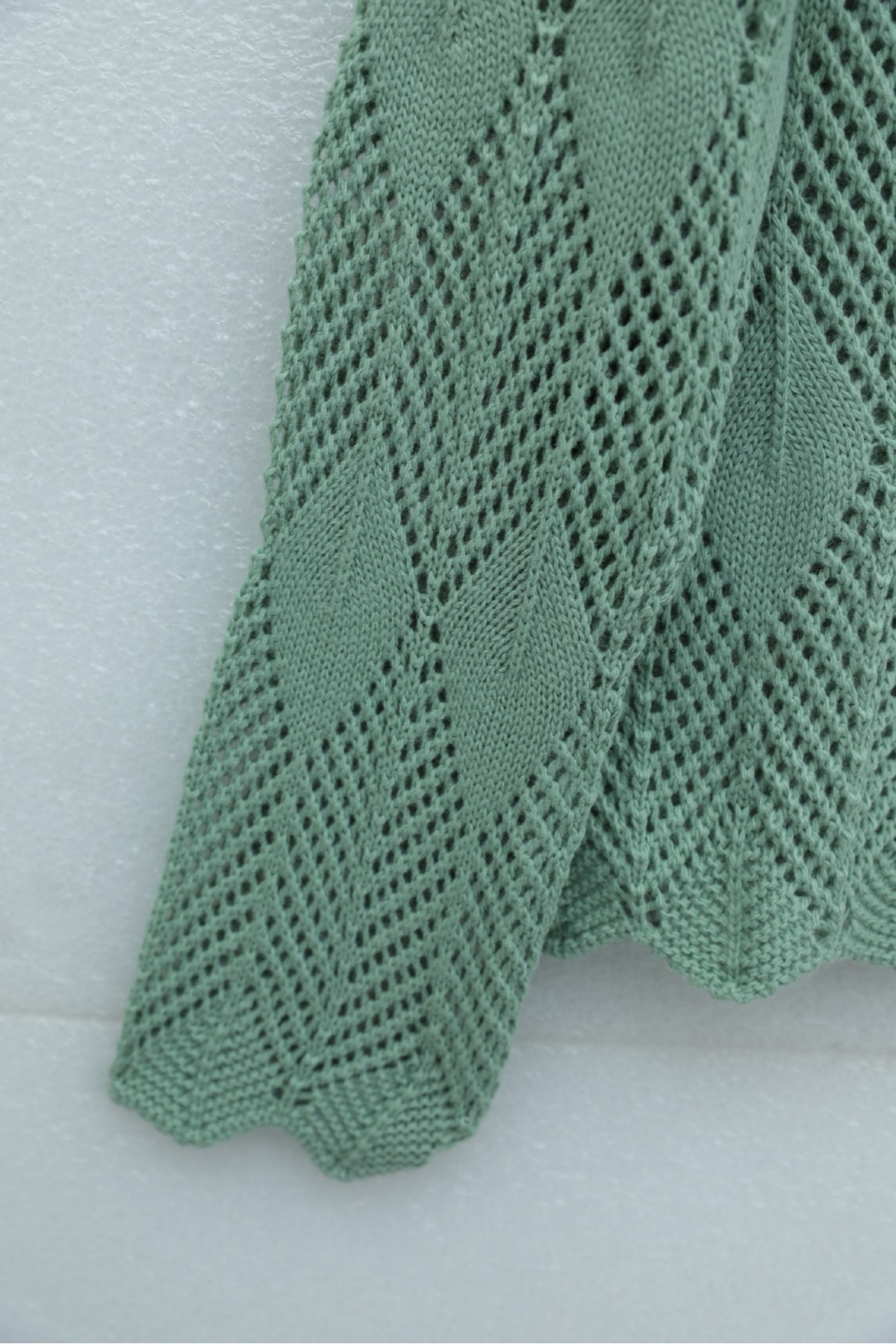 Leaf Patterned Openwork Knit Cardigan  -Mint Color