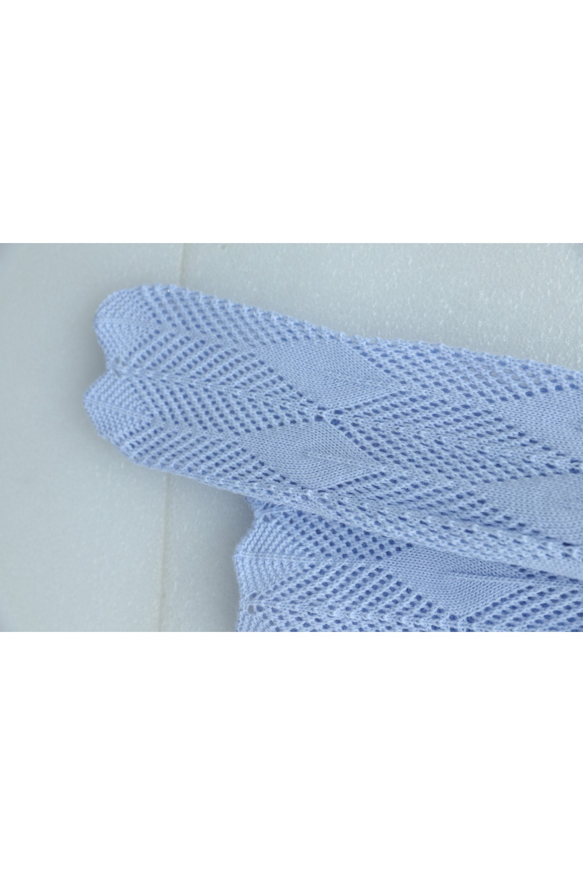 Leaf Patterned Openwork Knit Cardigan  -Ice Blue