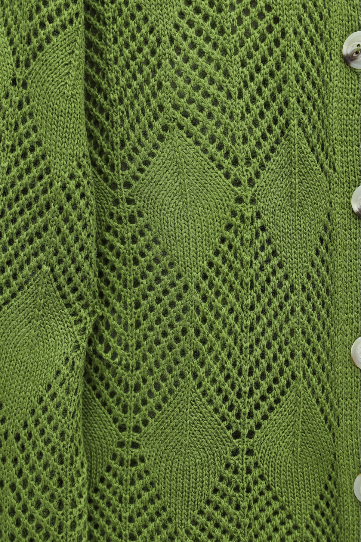 Leaf Patterned Openwork Knit Cardigan -PISTACHIO GREEN