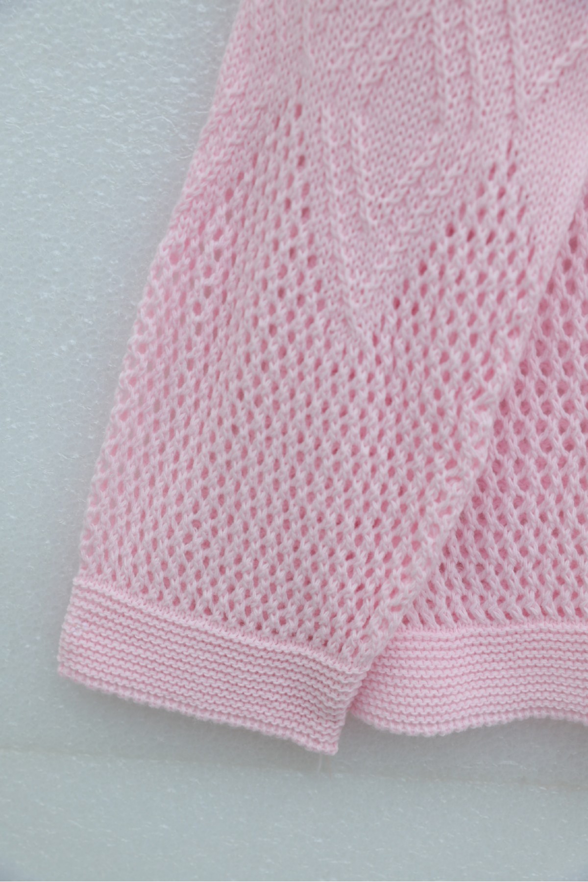 Önü Ve Kolları Desenli Ajurlu Triko Kazak -Pembe