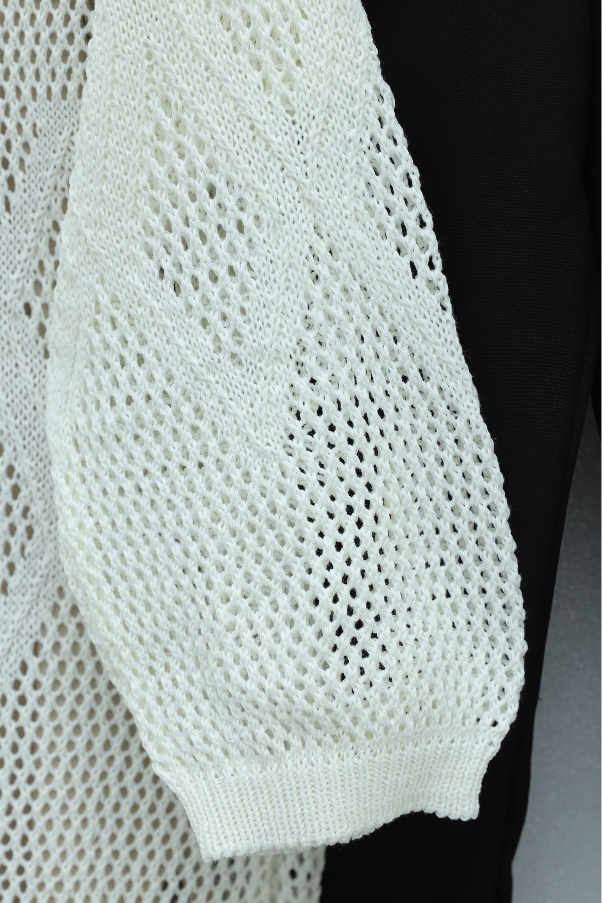 Baklava Patterned Openwork Knit Cardigan -White