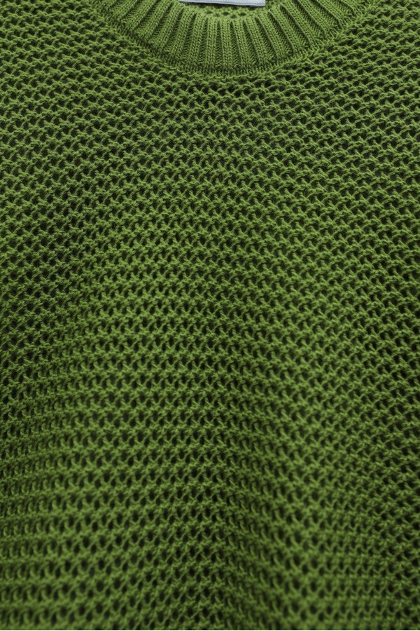 Batwing Sleeve Openwork Knit Sweater -PISTACHIO GREEN