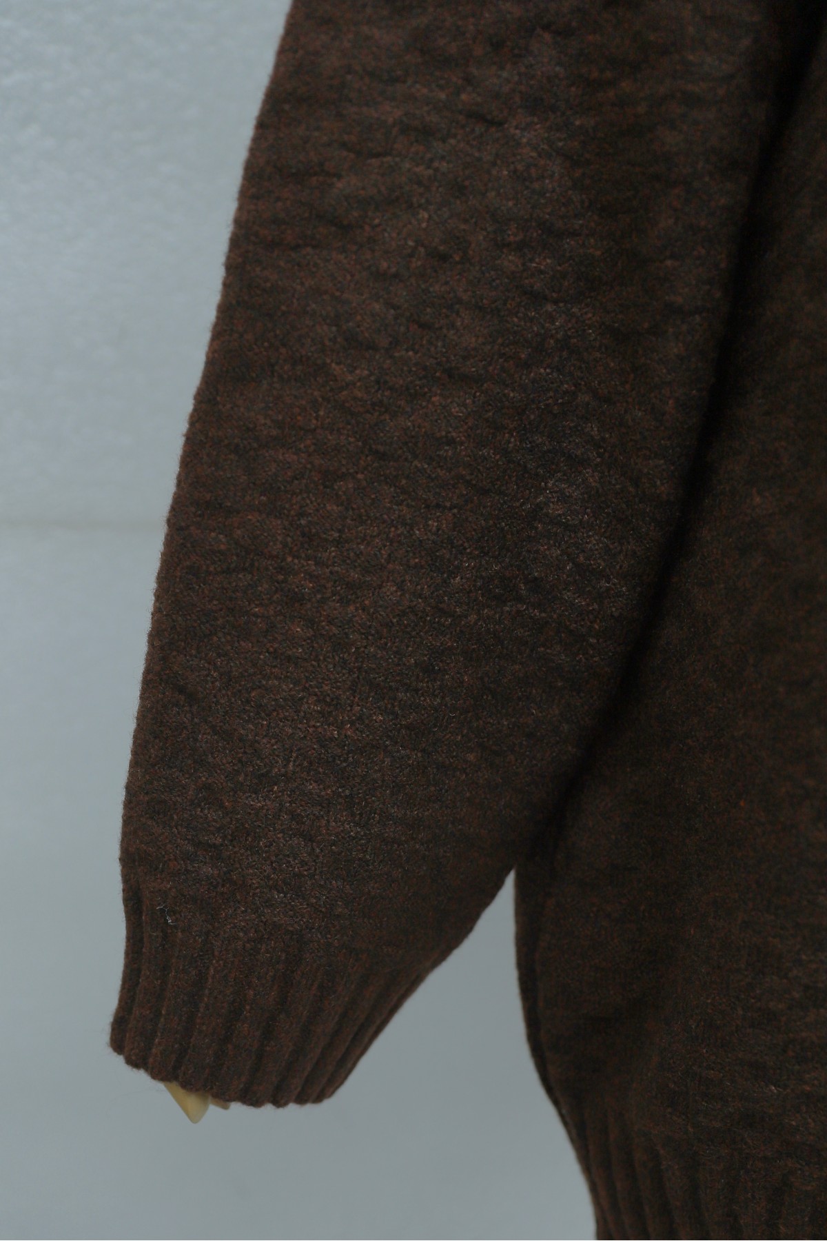 Round Neck Ribbed Loose Knit Tunic -Brown
