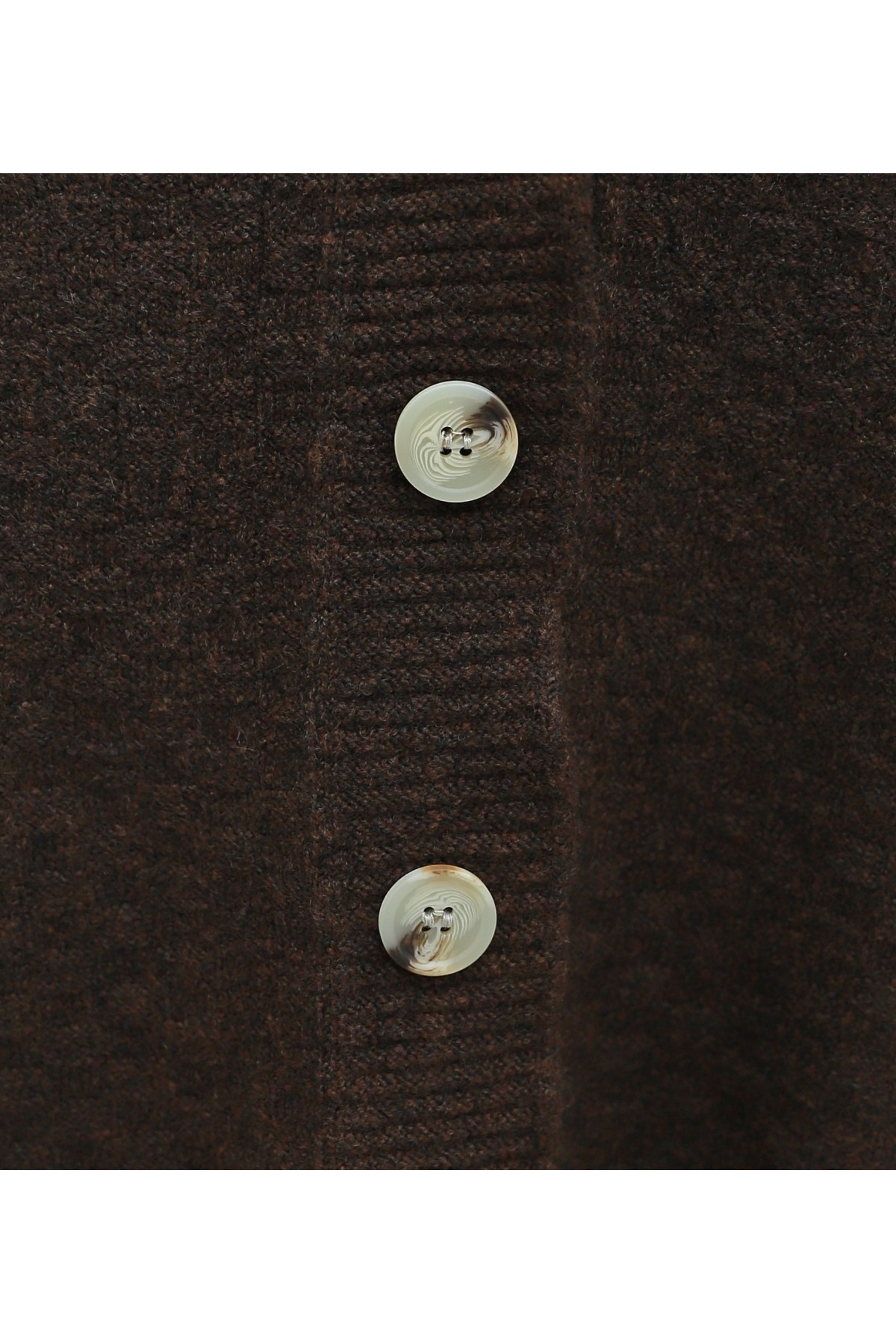 Button-front V-neck Loose Knit Cardigan -Brown