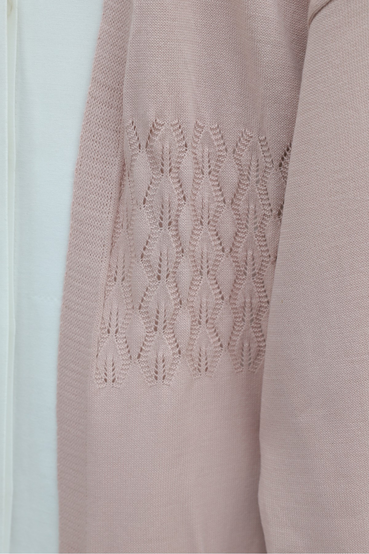 Araboy Openwork Knit Cardigan -Powder