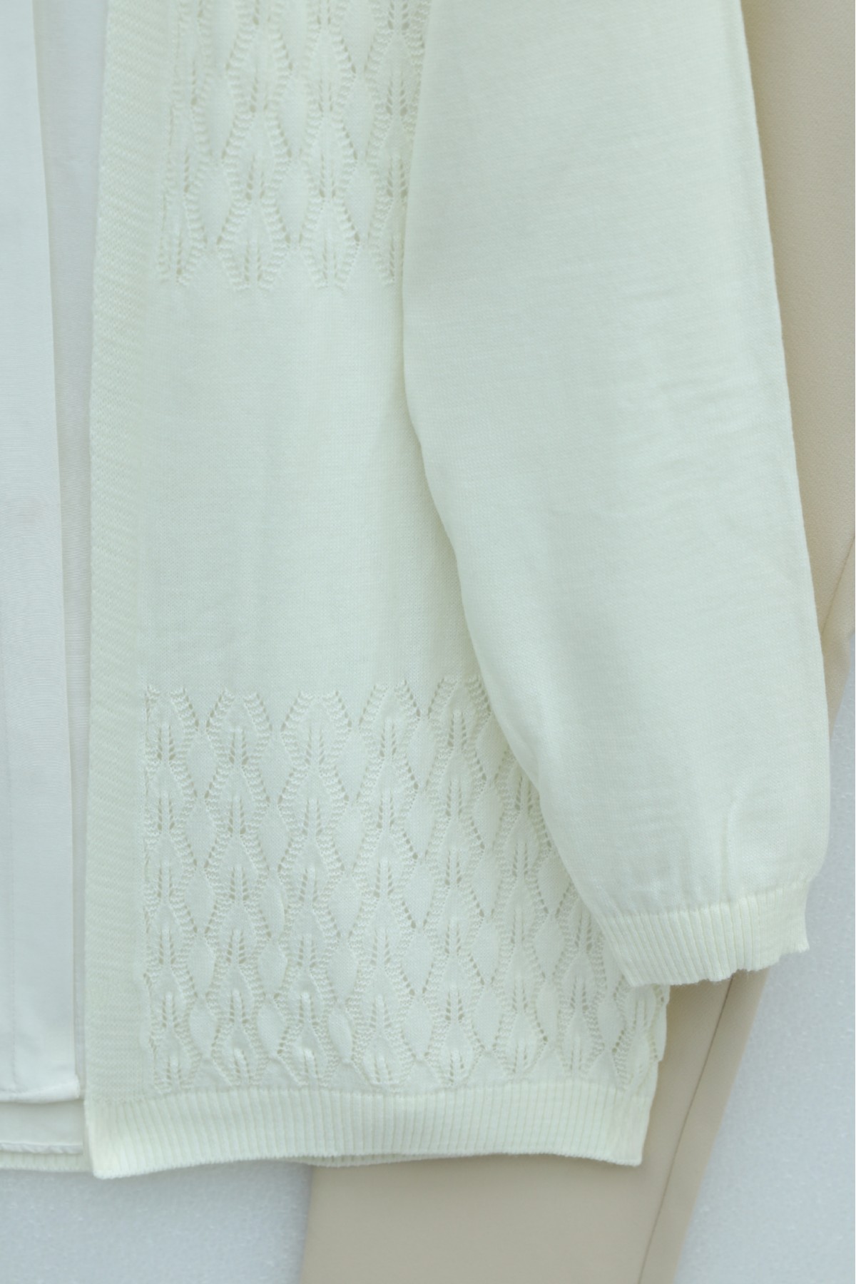 Araboy Openwork Knit Cardigan -Ecru