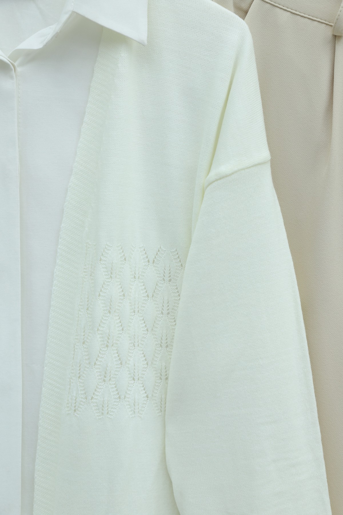 Araboy Openwork Knit Cardigan -Ecru