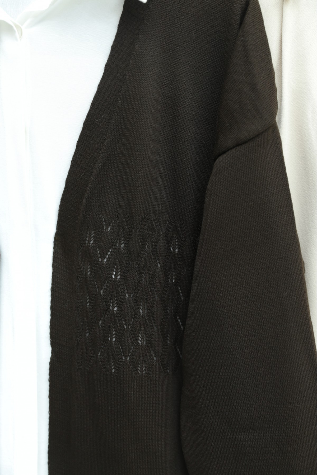 Araboy Openwork Knit Cardigan -Dark Coffee