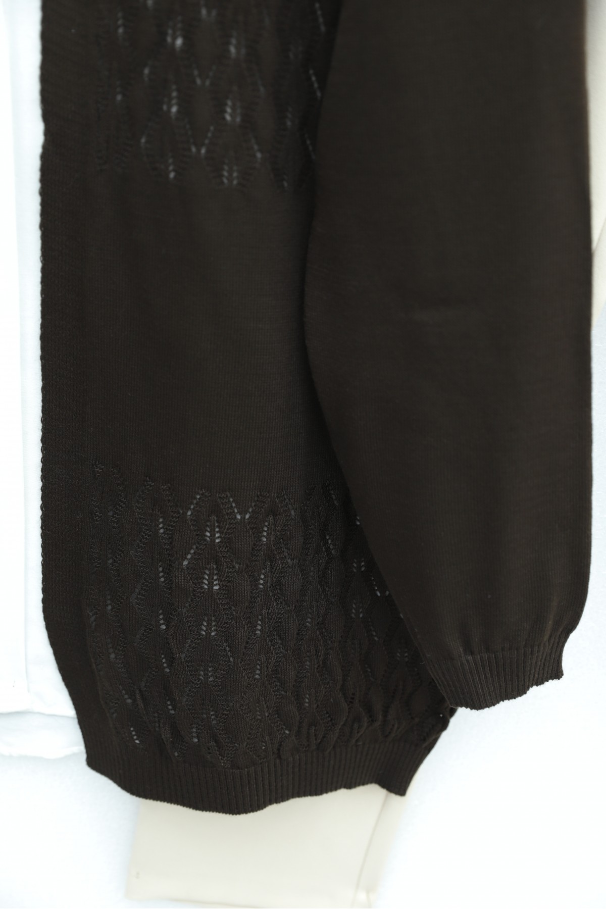 Araboy Openwork Knit Cardigan -Dark Coffee