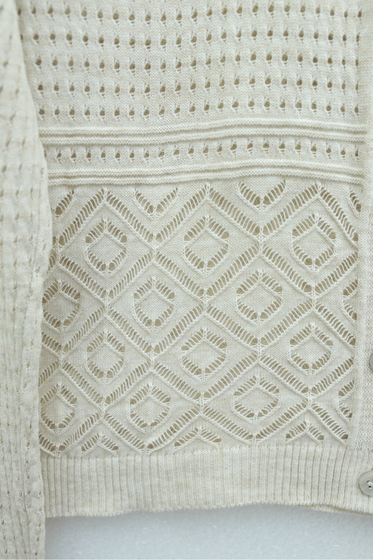 Round Neck Openwork Buttoned Knit Cardigan -Stone