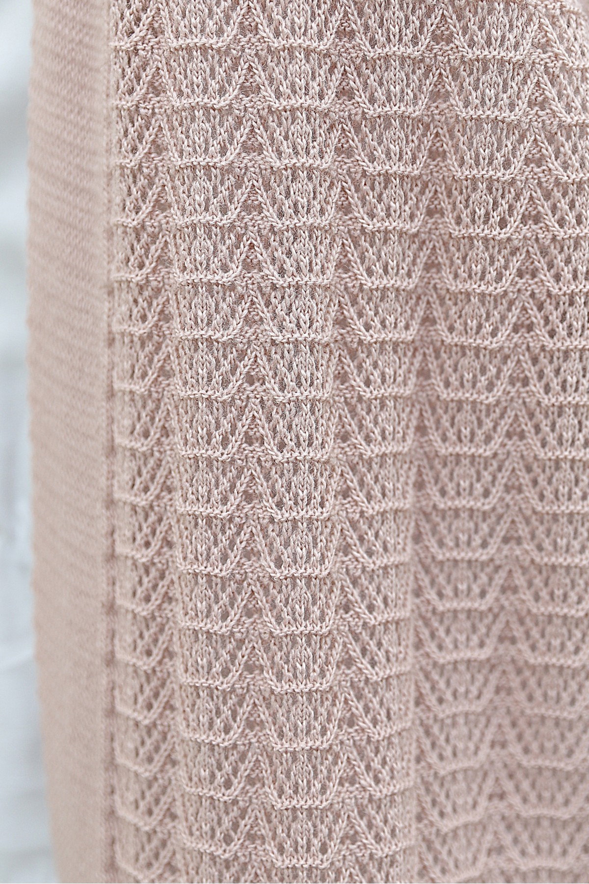 Openwork Thin Knit Cardigan -Powder