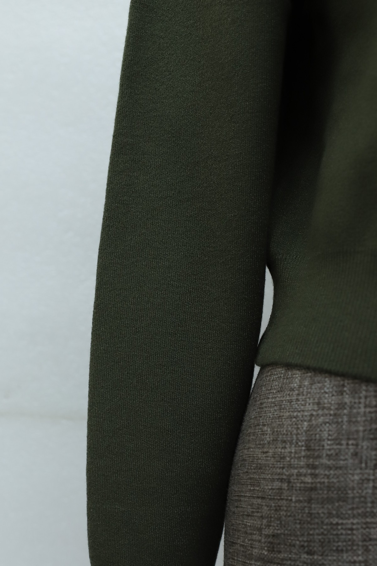V-Neck Button-Front Knit Cardigan -Khaki