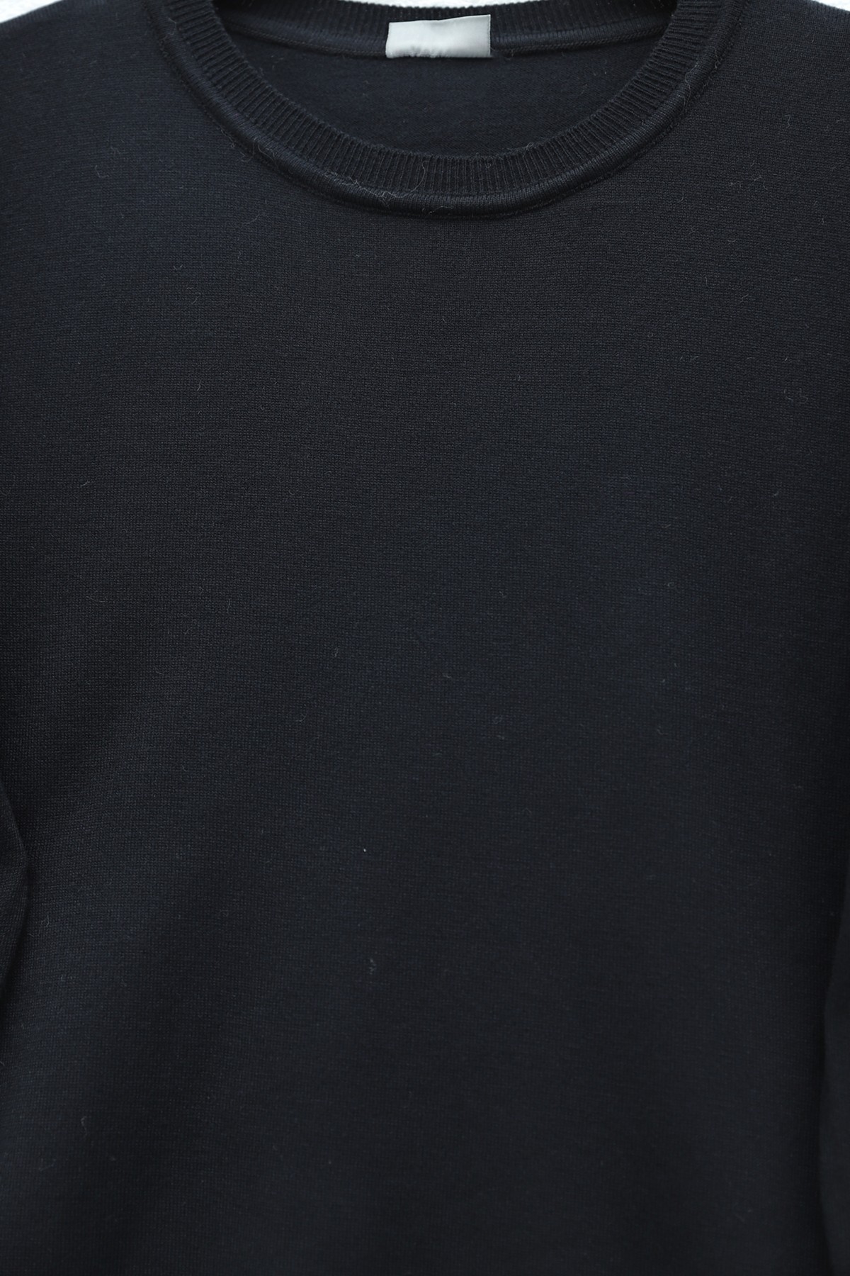 Round Neck Knitted Tunic with Button Detail on Sleeves -Black