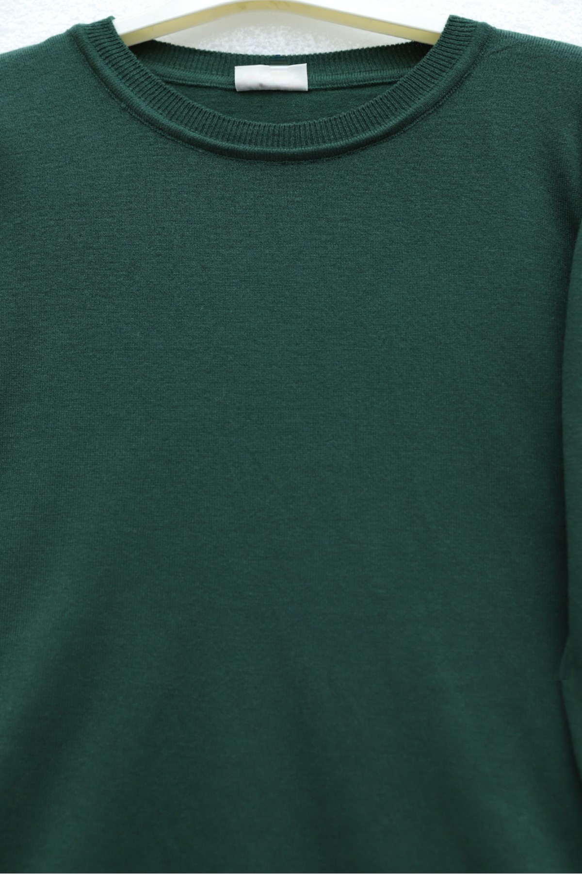 Round Neck Knitted Tunic with Button Detail on Sleeves  -Emerald