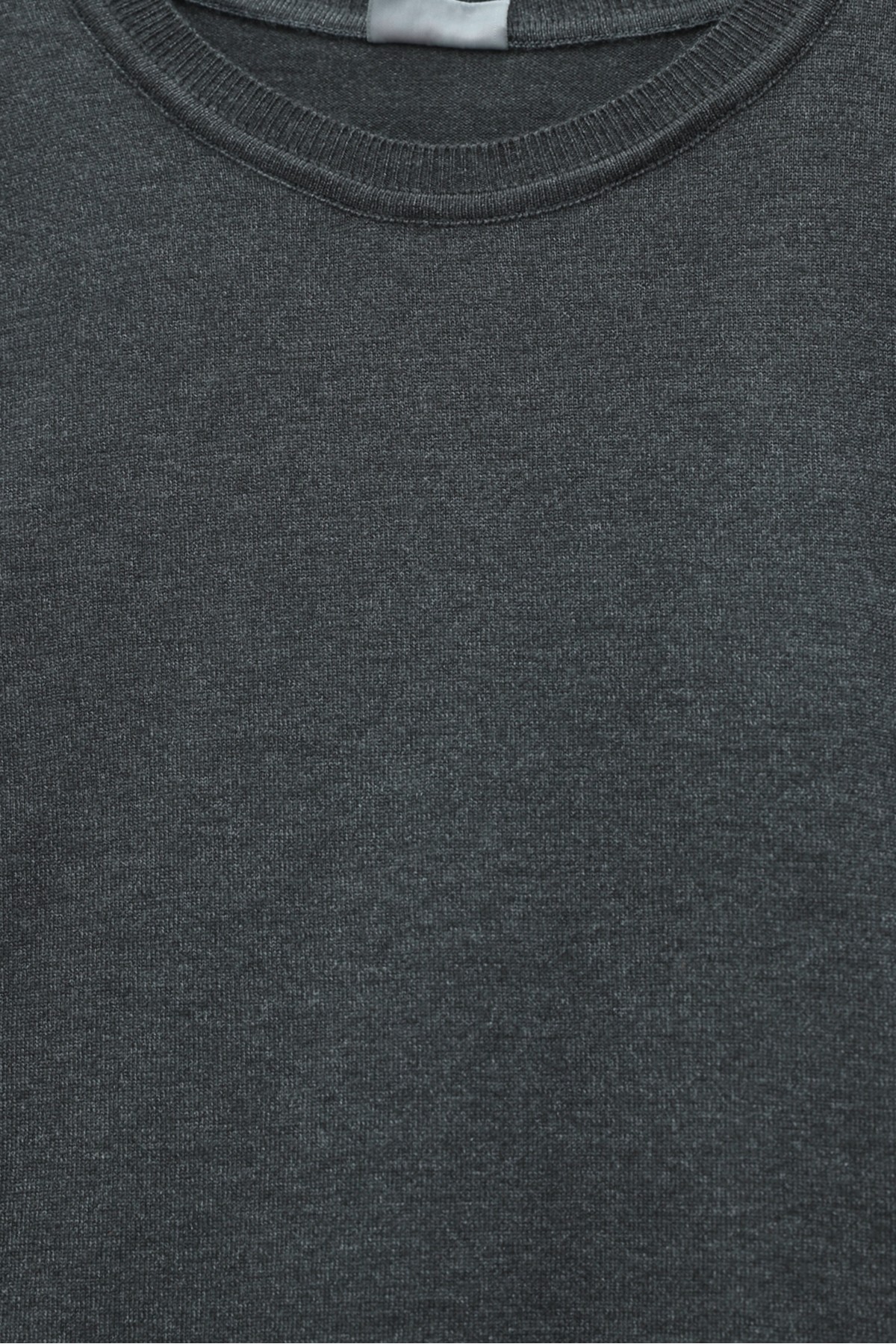 Round Neck Knitted Tunic with Button Detail on Sleeves -Smoked 
