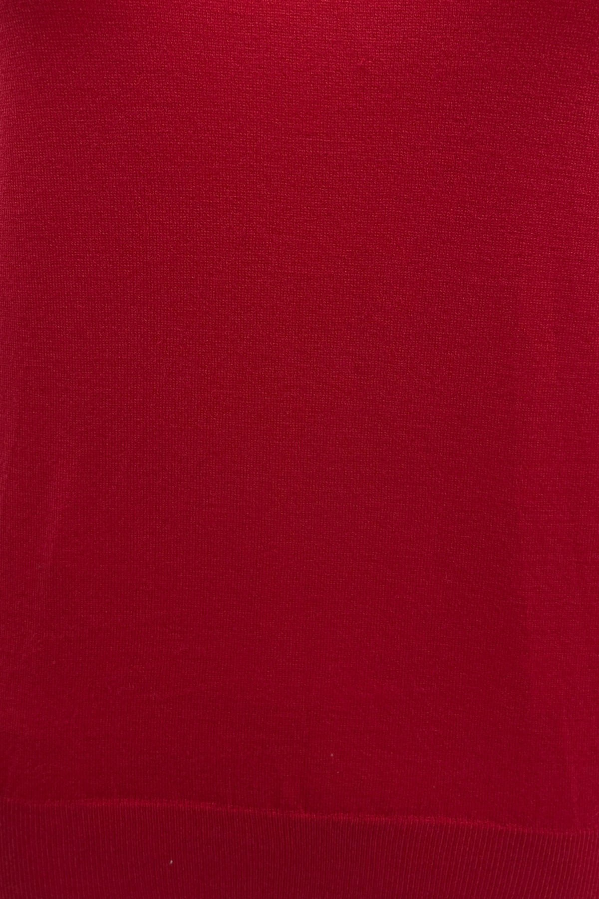 Round Neck Knitted Tunic with Button Detail on Sleeves   -Red