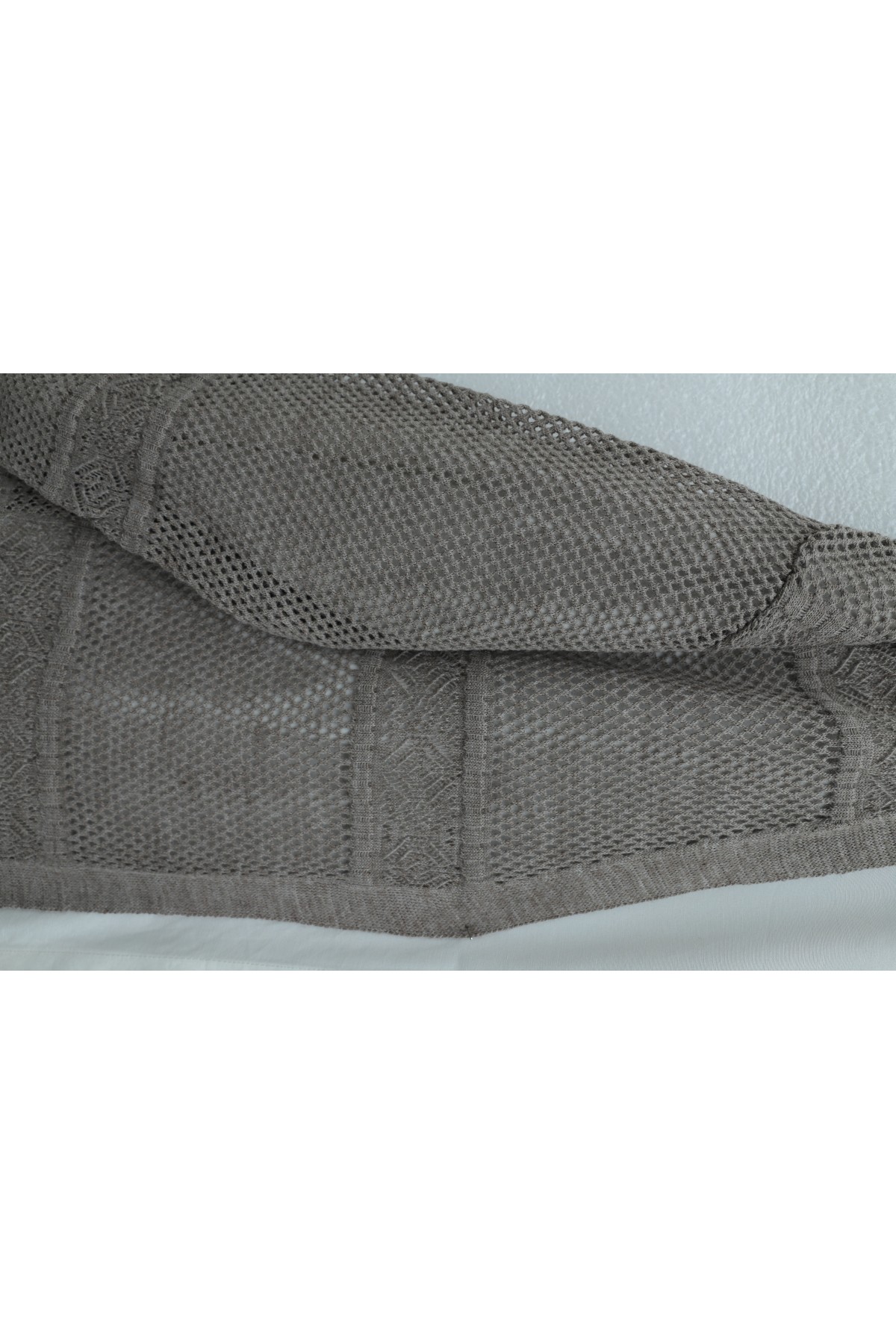 Patterned Openwork Knit Cardigan  -Mink color