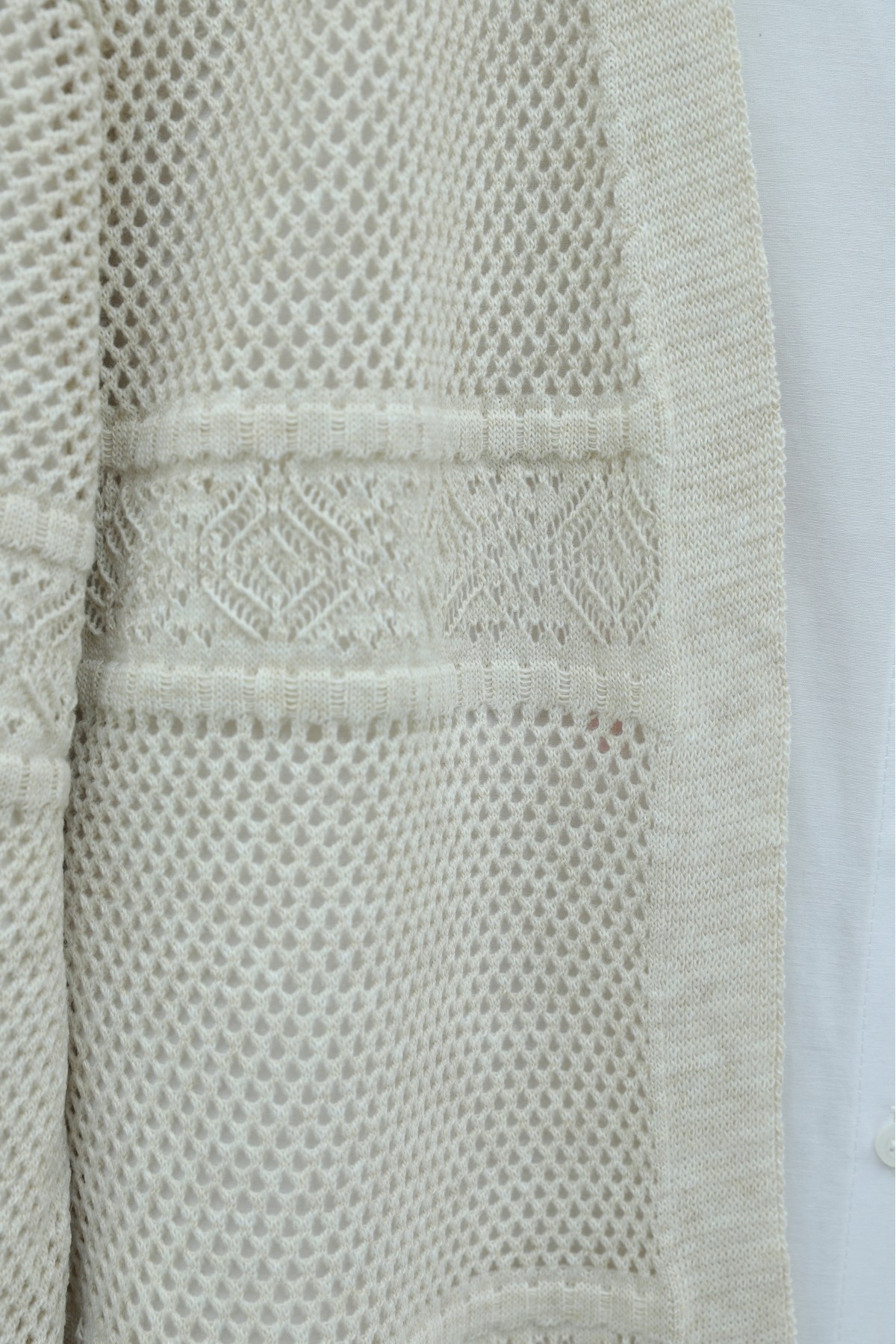 Patterned Openwork Knit Cardigan -Stone