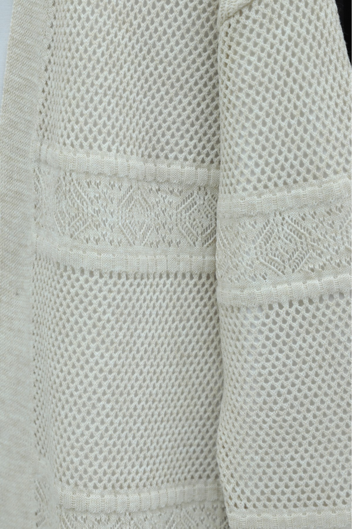 Patterned Openwork Knit Cardigan -Stone