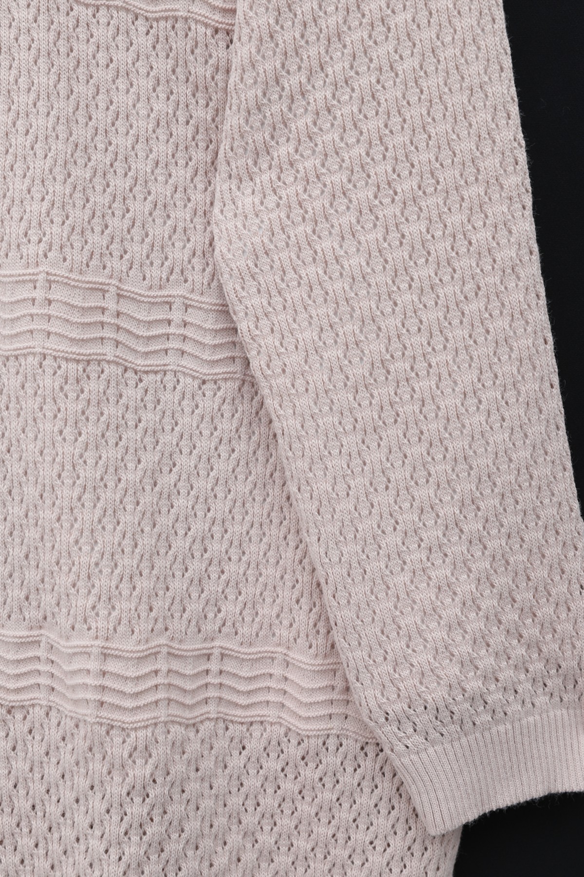 كارديجان محبوك بنمط مموج مفتوح -بودرة