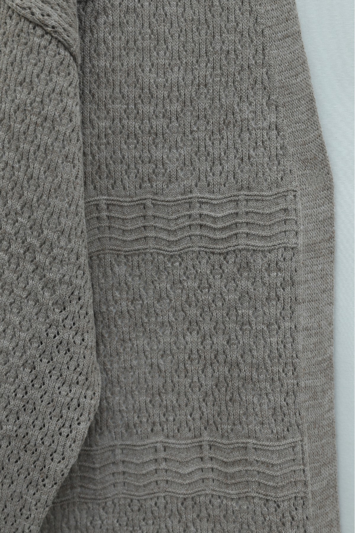 Openwork Wave Pattern Knitted Cardigan   -Light coffee