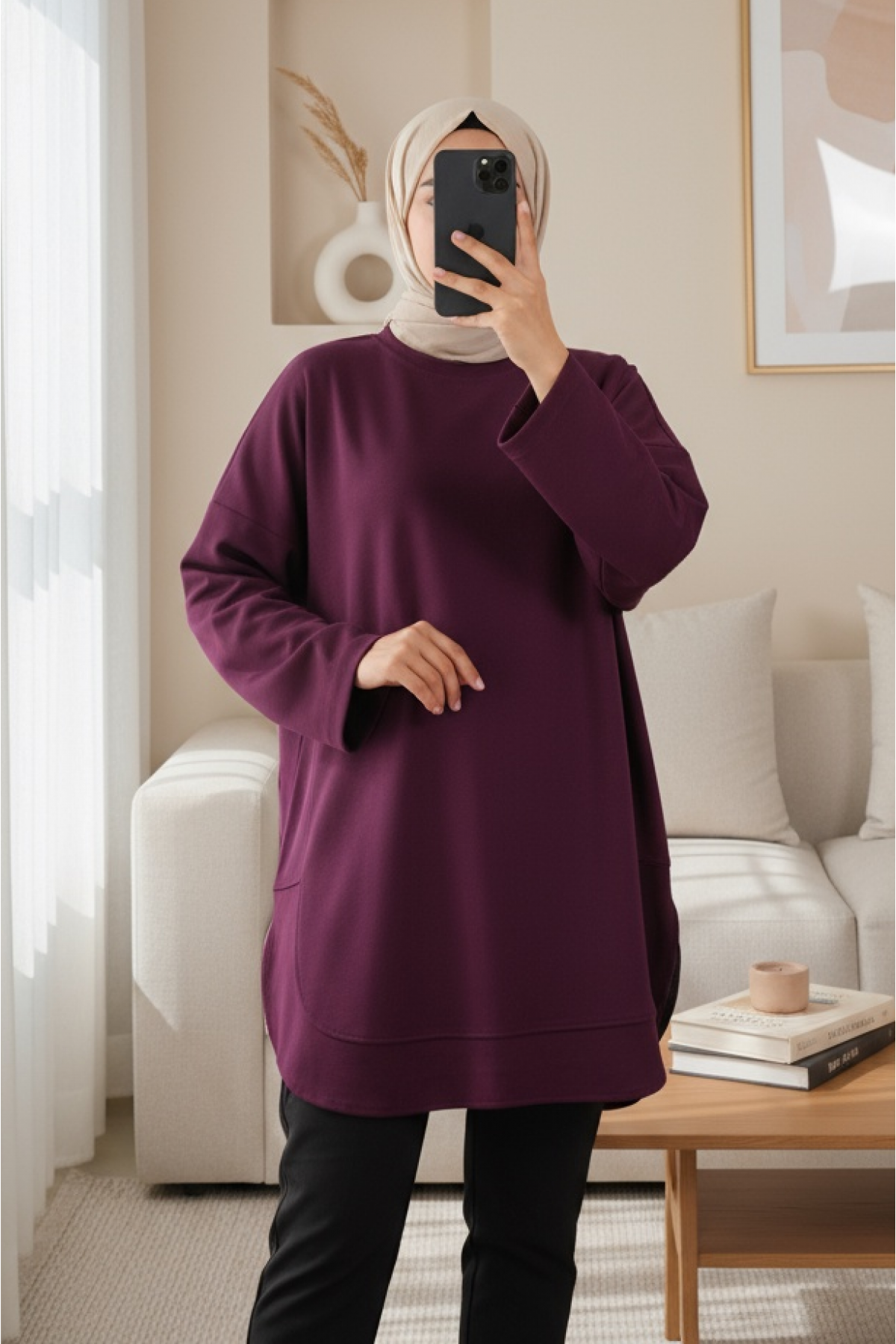 تنورة أويشو سويت بفتحة بيضاوية -لون الخوخ