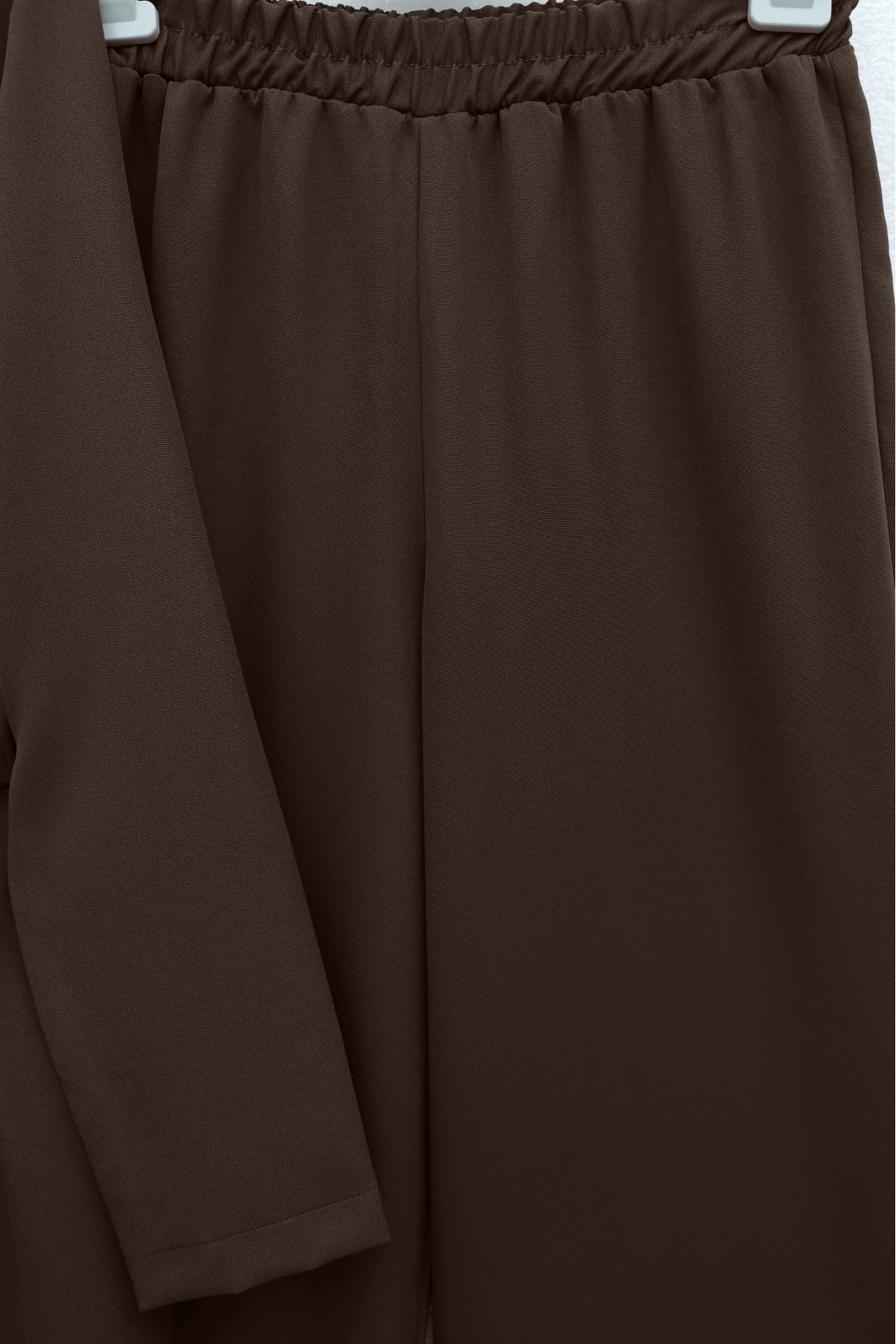 Imported Crepe Set with Dart Detail and Cross-Face Trousers -Brown