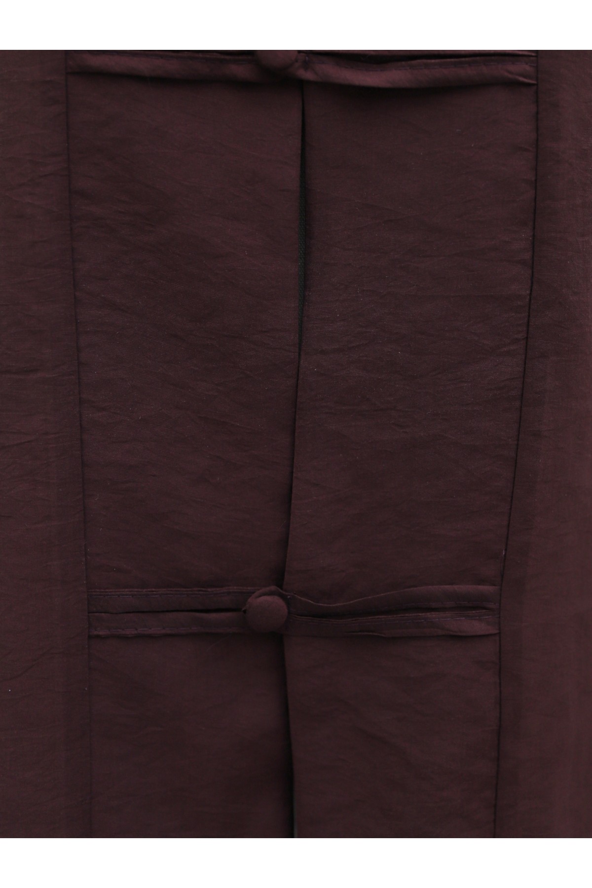 Biye Düğmeli V Yaka Organze Vual Oversize Kimono -Bordo