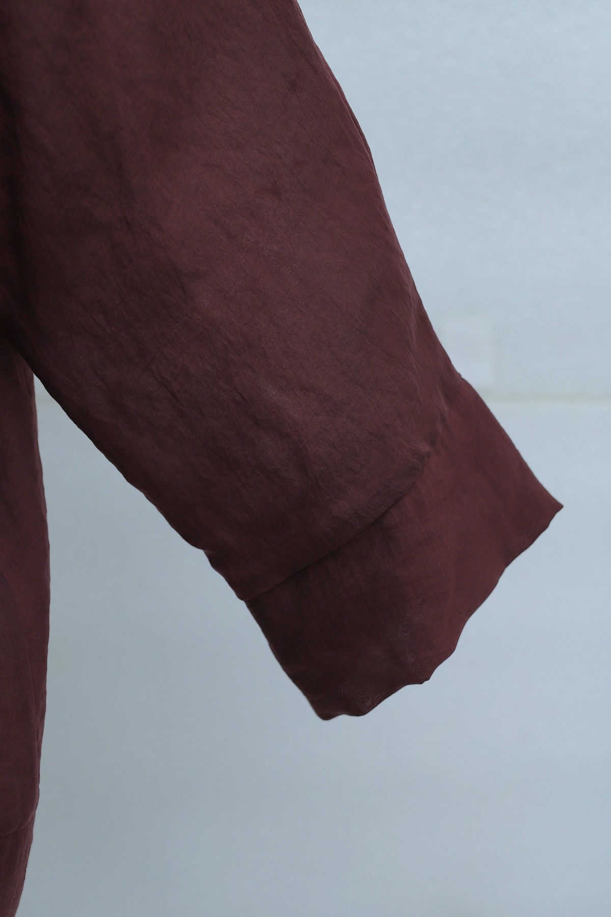Biye Düğmeli V Yaka Organze Vual Oversize Kimono -Bordo