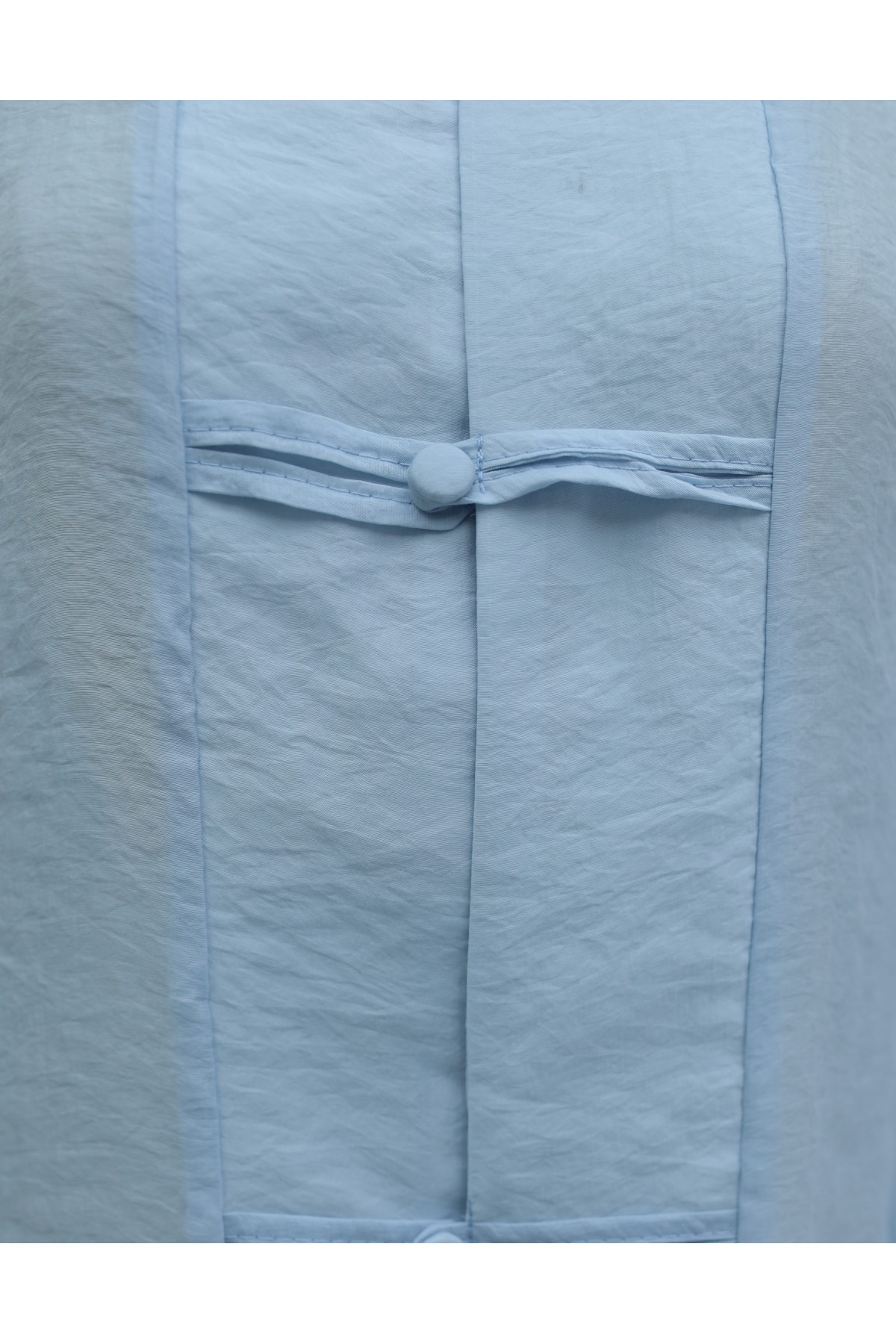 Biye Düğmeli V Yaka Organze Vual Oversize Kimono -Bebe Mavi