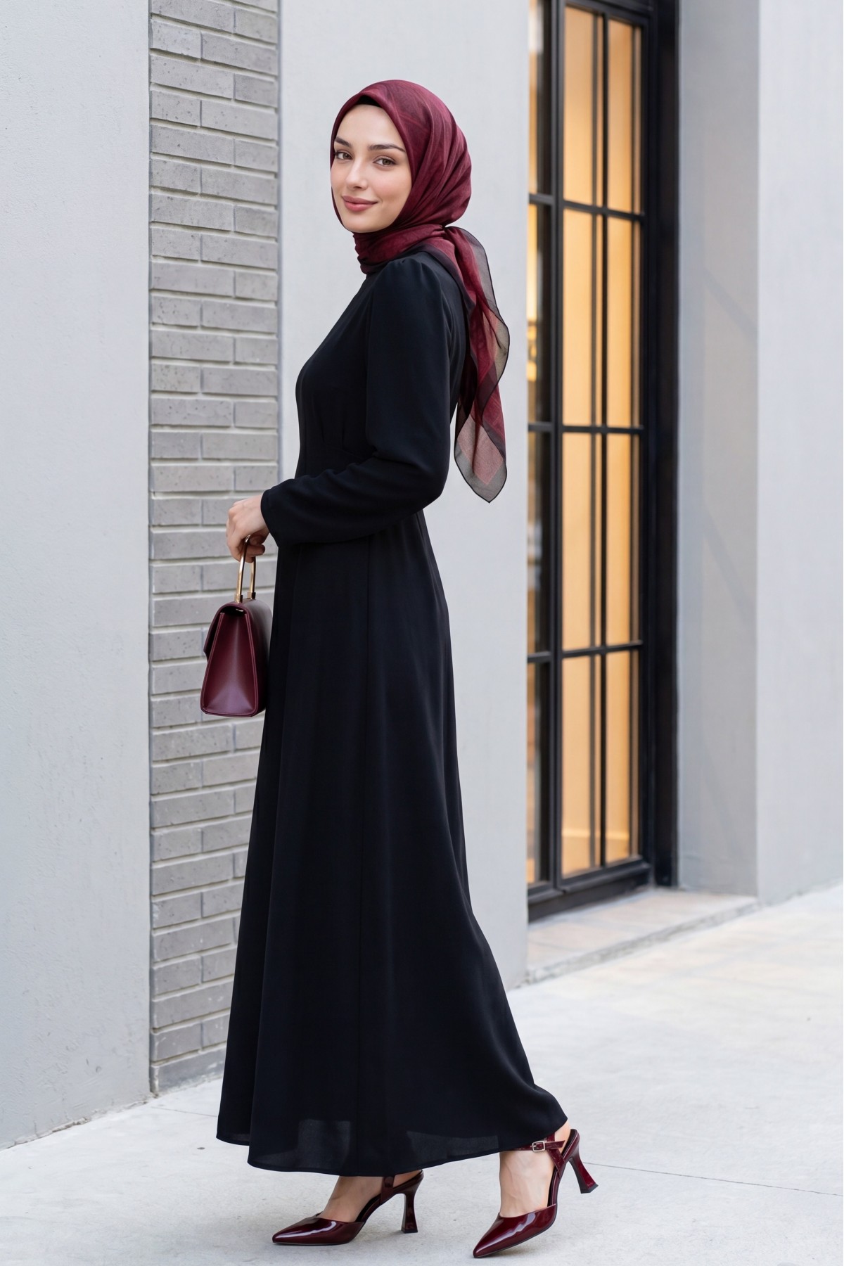 Judge Collar Lace Detailed Dress -Black