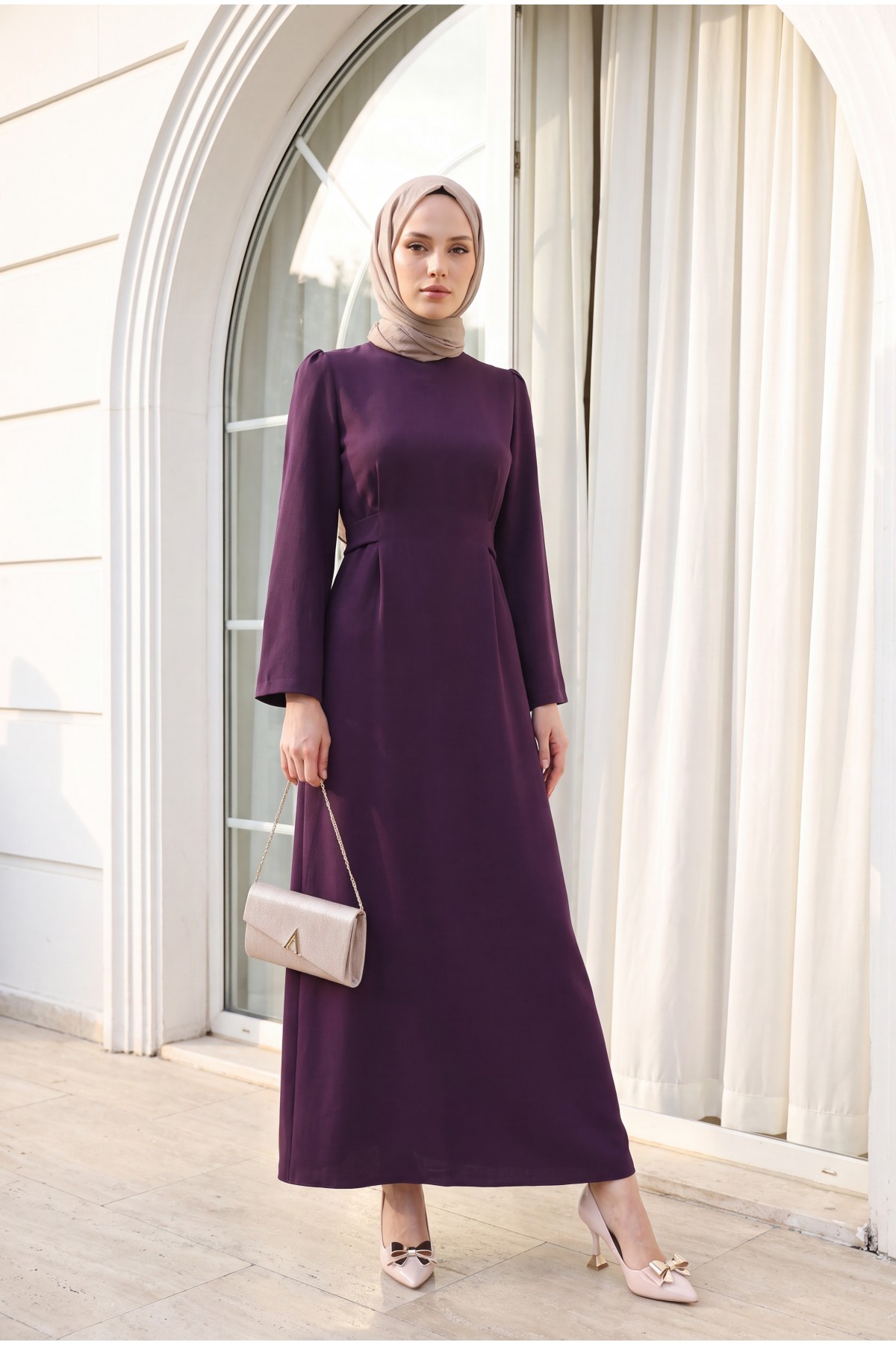 Judge Collar Lace Detailed Dress - Purple