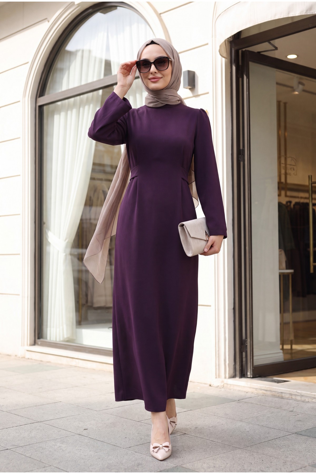 Judge Collar Lace Detailed Dress - Purple