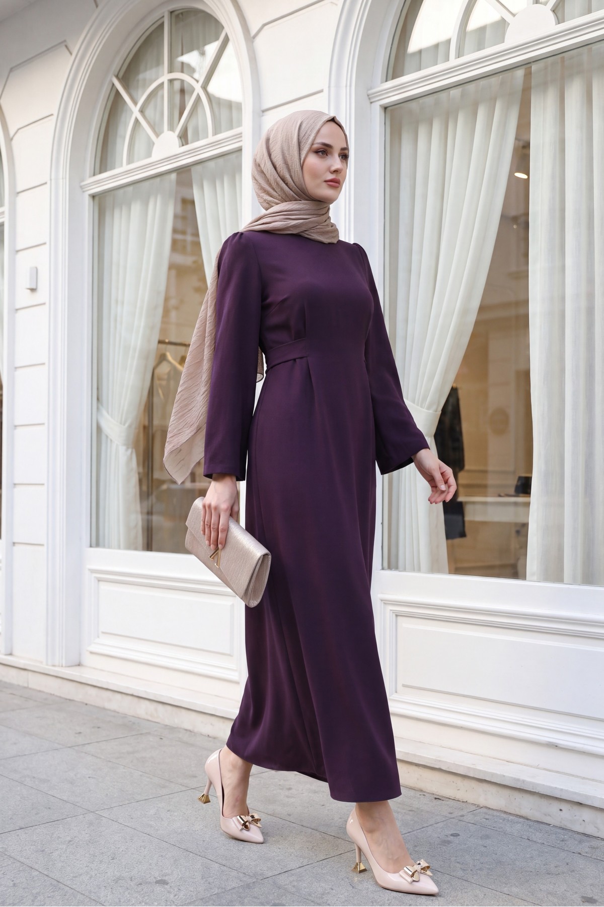 Judge Collar Lace Detailed Dress - Purple