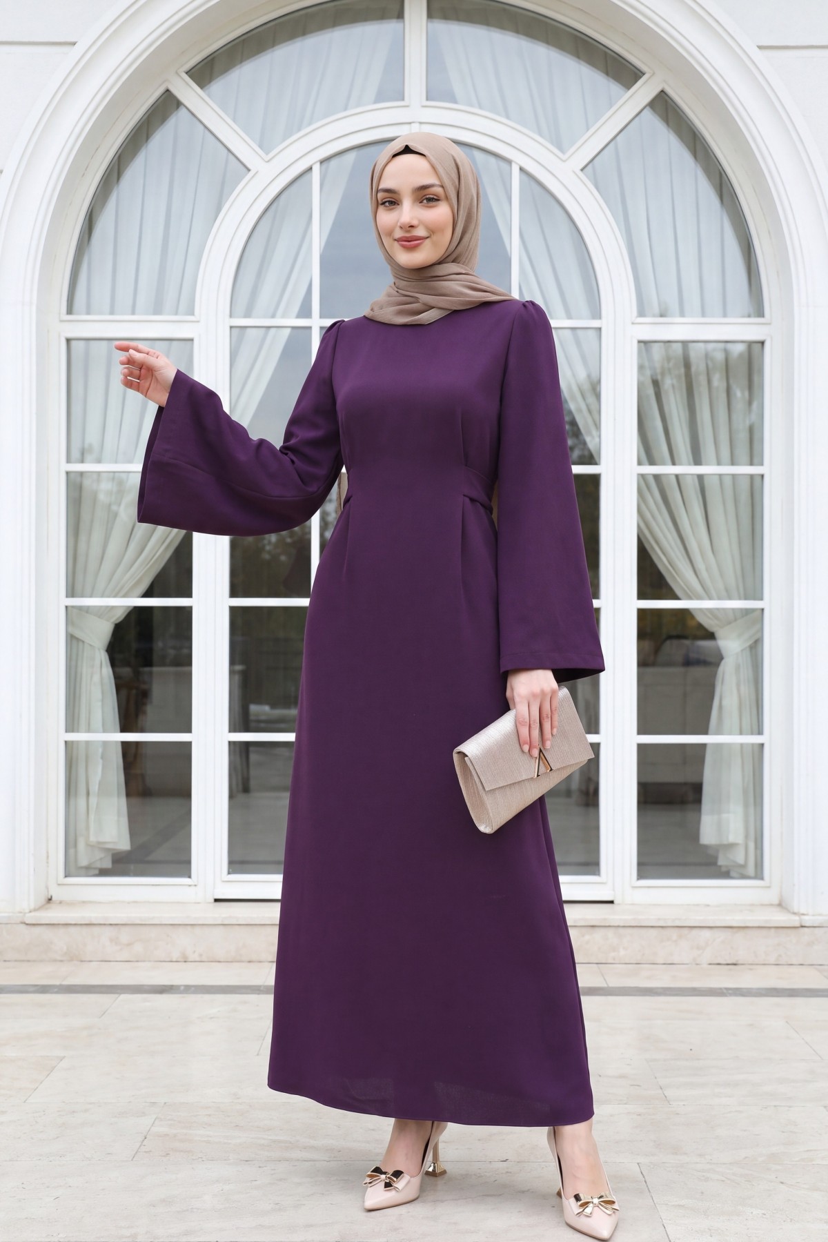 Judge Collar Lace Detailed Dress - Purple