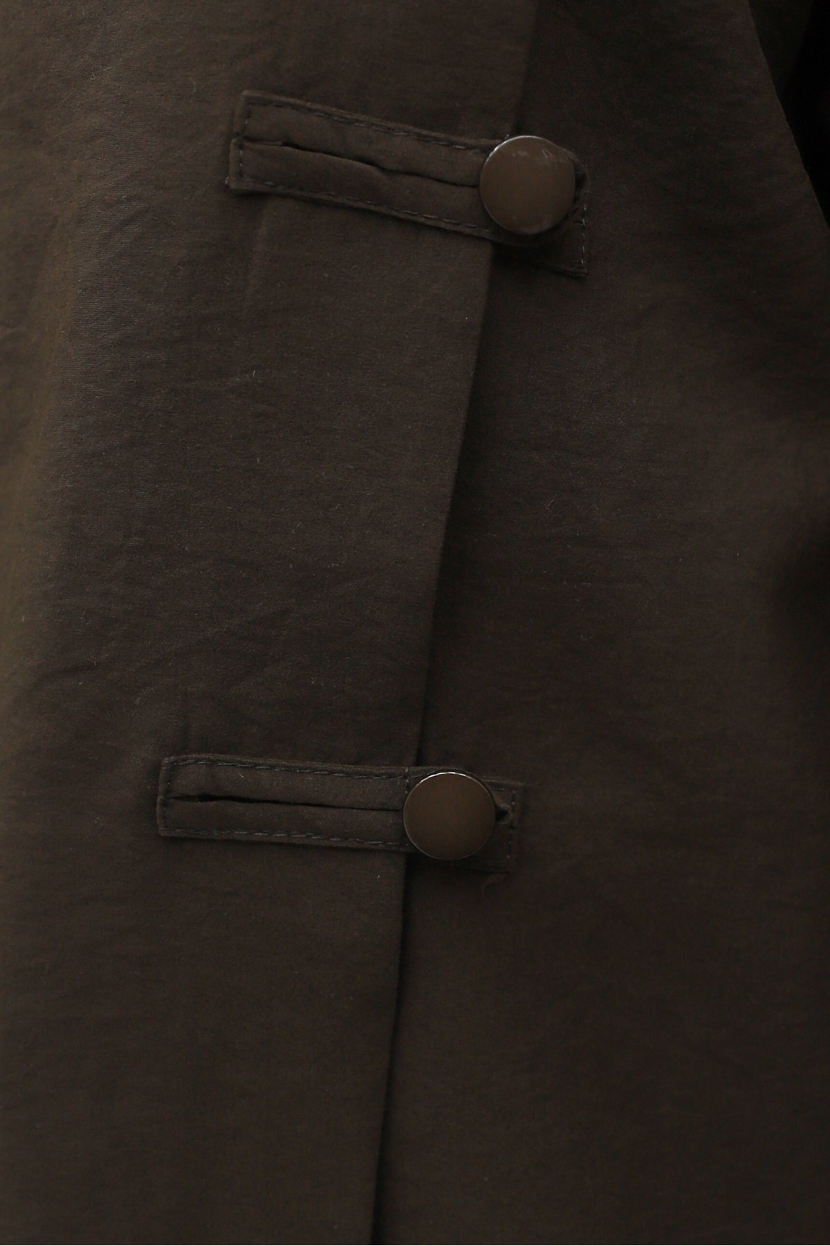 Round-Neck Poly-Viscose Tunic with Front Buttons and Longer Back -Brown