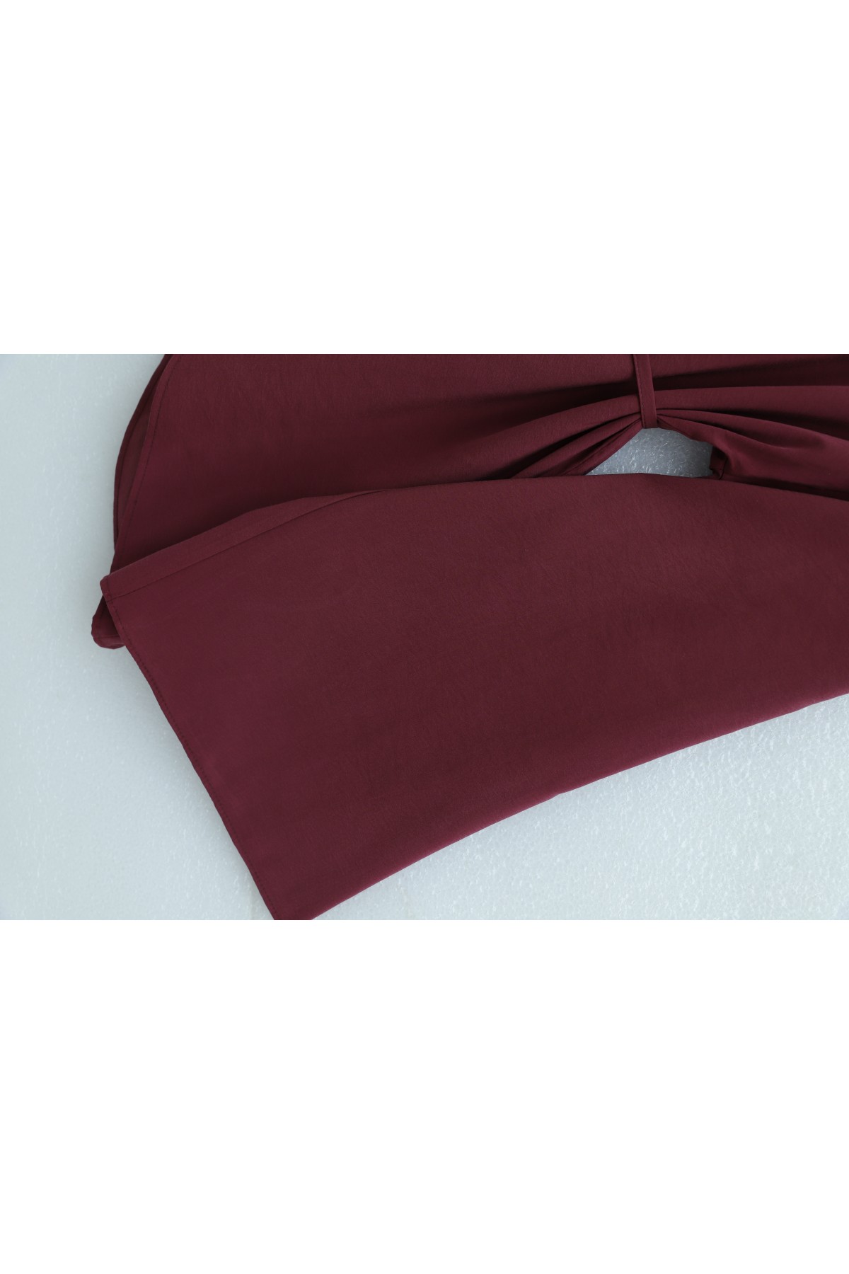Asimetrik Kesim Beli Bağcıklı Oversize Modal Tunik -Bordo