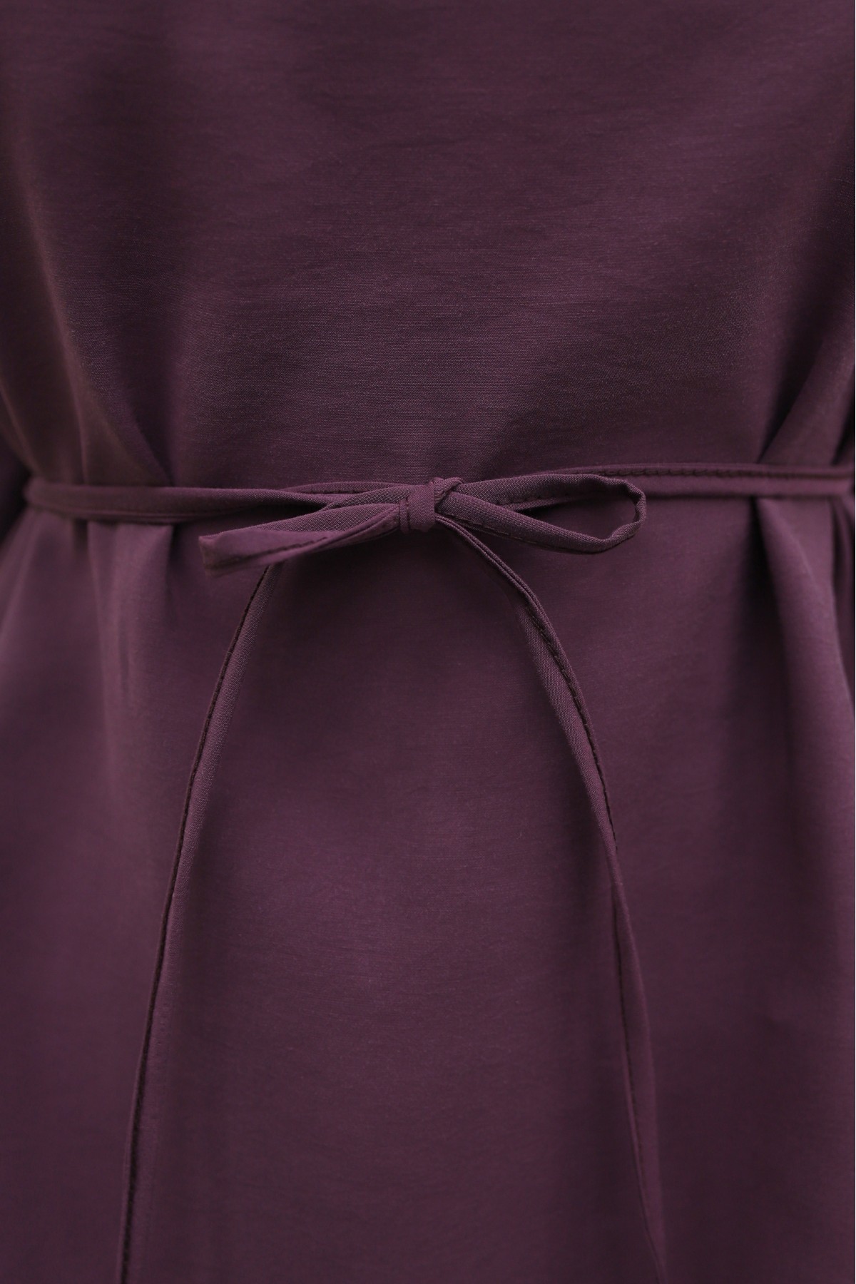 Asimetrik Kesim Beli Bağcıklı Oversize Modal Tunik  -Mürdüm