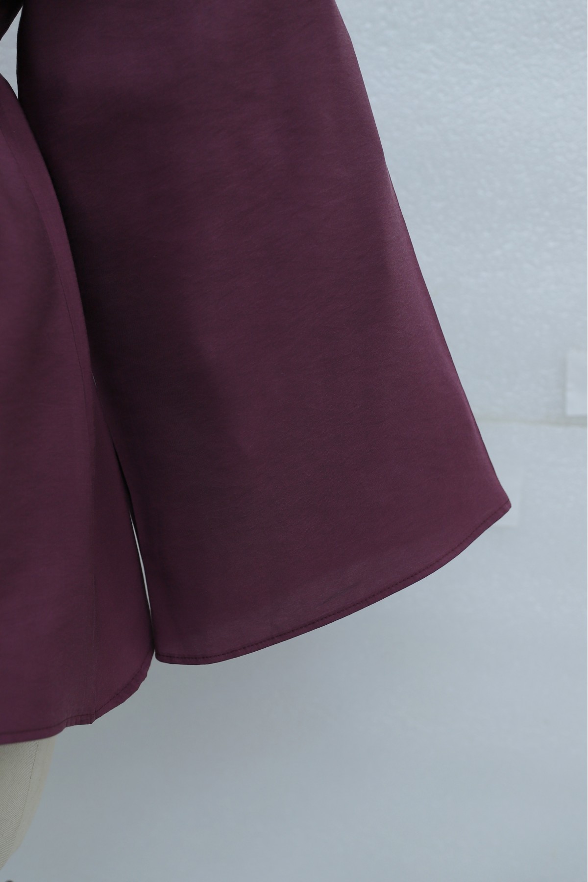 Asimetrik Kesim Beli Bağcıklı Oversize Modal Tunik  -Mürdüm