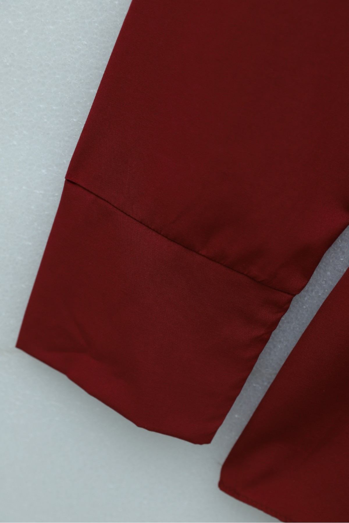 Buckled Belted Double Cuff Sleeve Concealed Button Poplin Tunic -Maroon