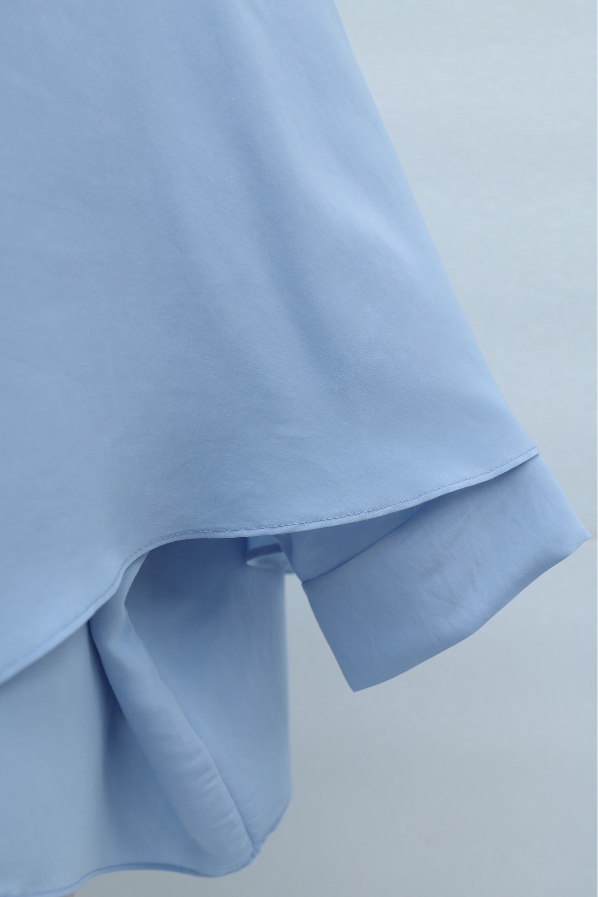 Button-Shoulder Batwing Sleeve Modal Kimono Poncho -Baby Blue
