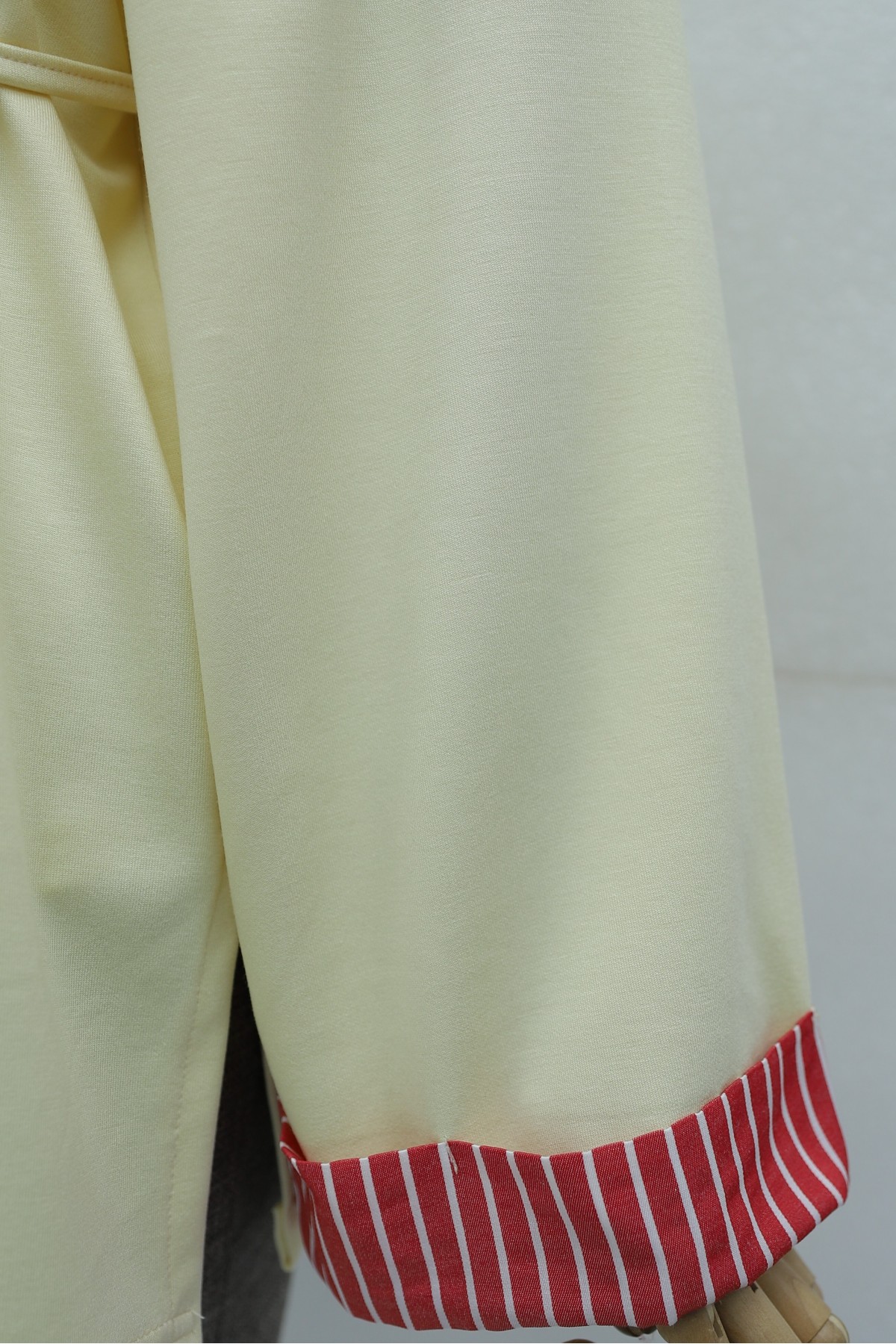 Side-Slit Crew Neck Jersey Sweatshirt with Waist Tie -Yellow