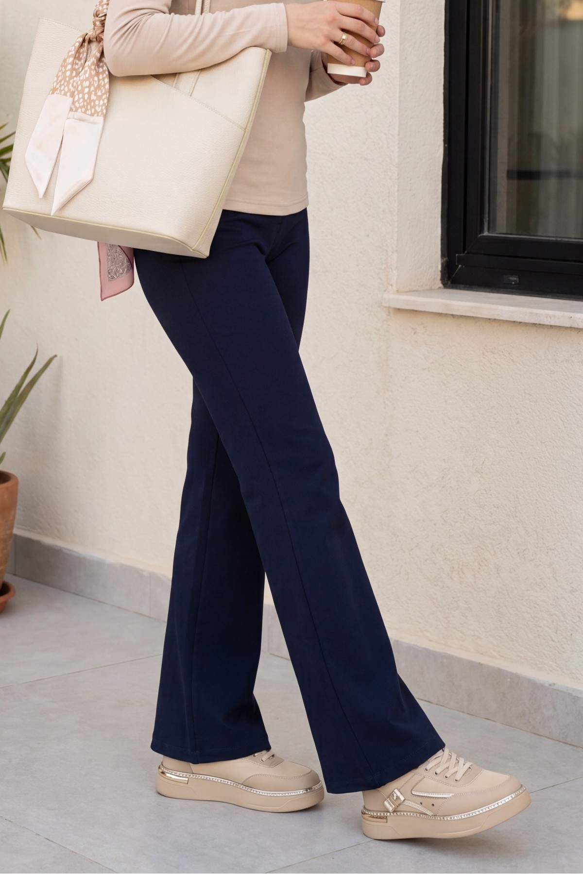 Spanish Leg Lace Detail Jeans  -Navy blue