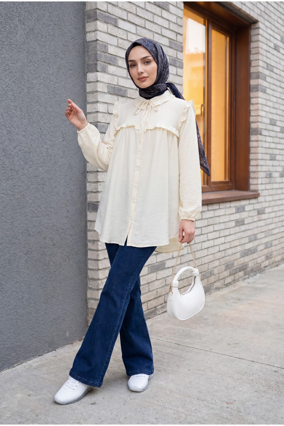 Spanish Leg Lace Detail Jeans  -İndigo