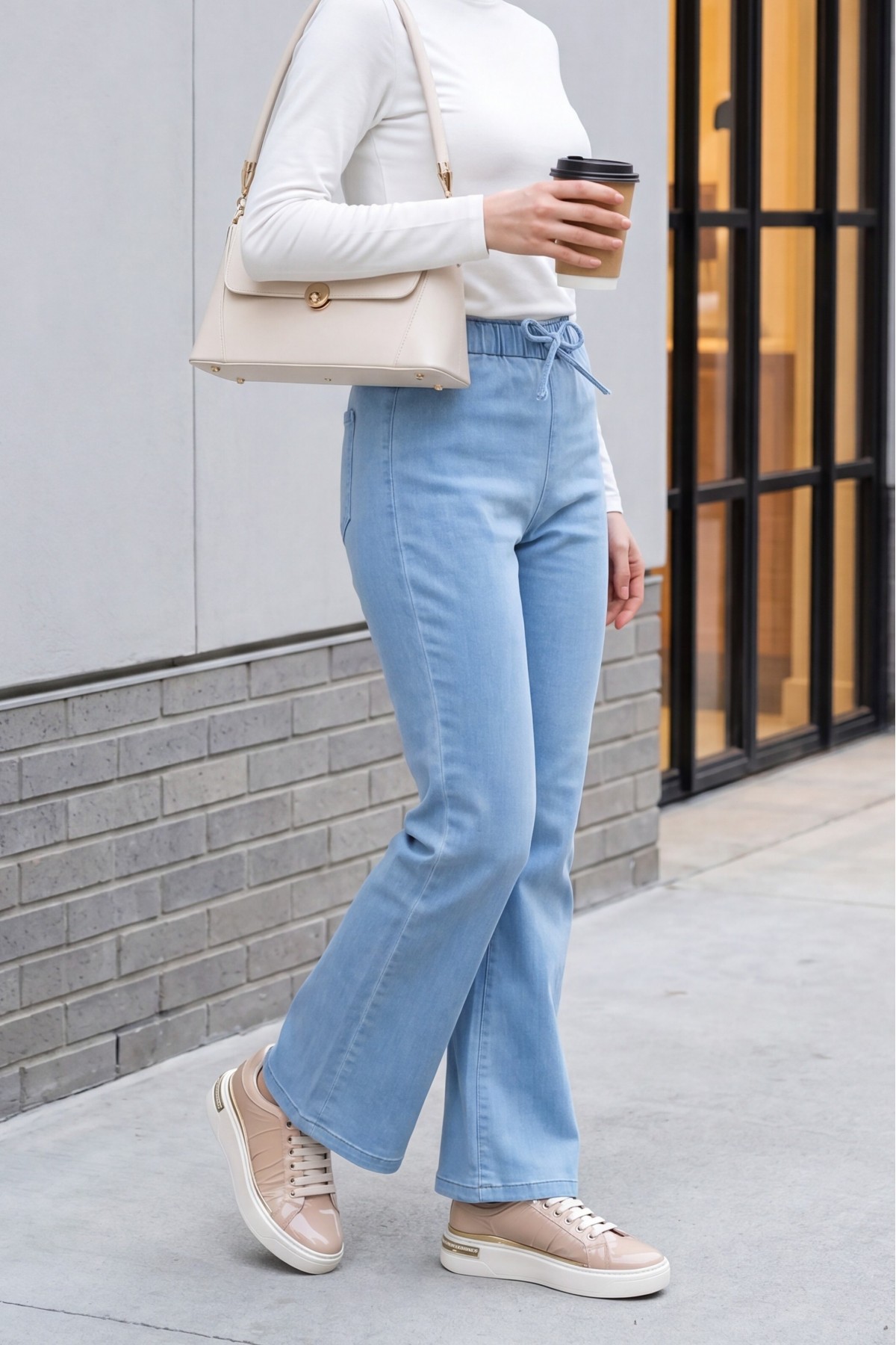Spanish Leg Lace Detail Jeans   -Light blue