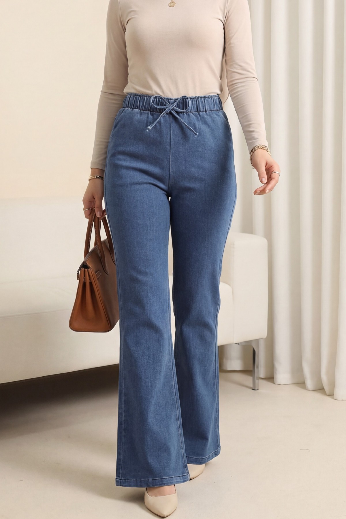 Spanish Leg Lace Detail Jeans  -Ice Blue