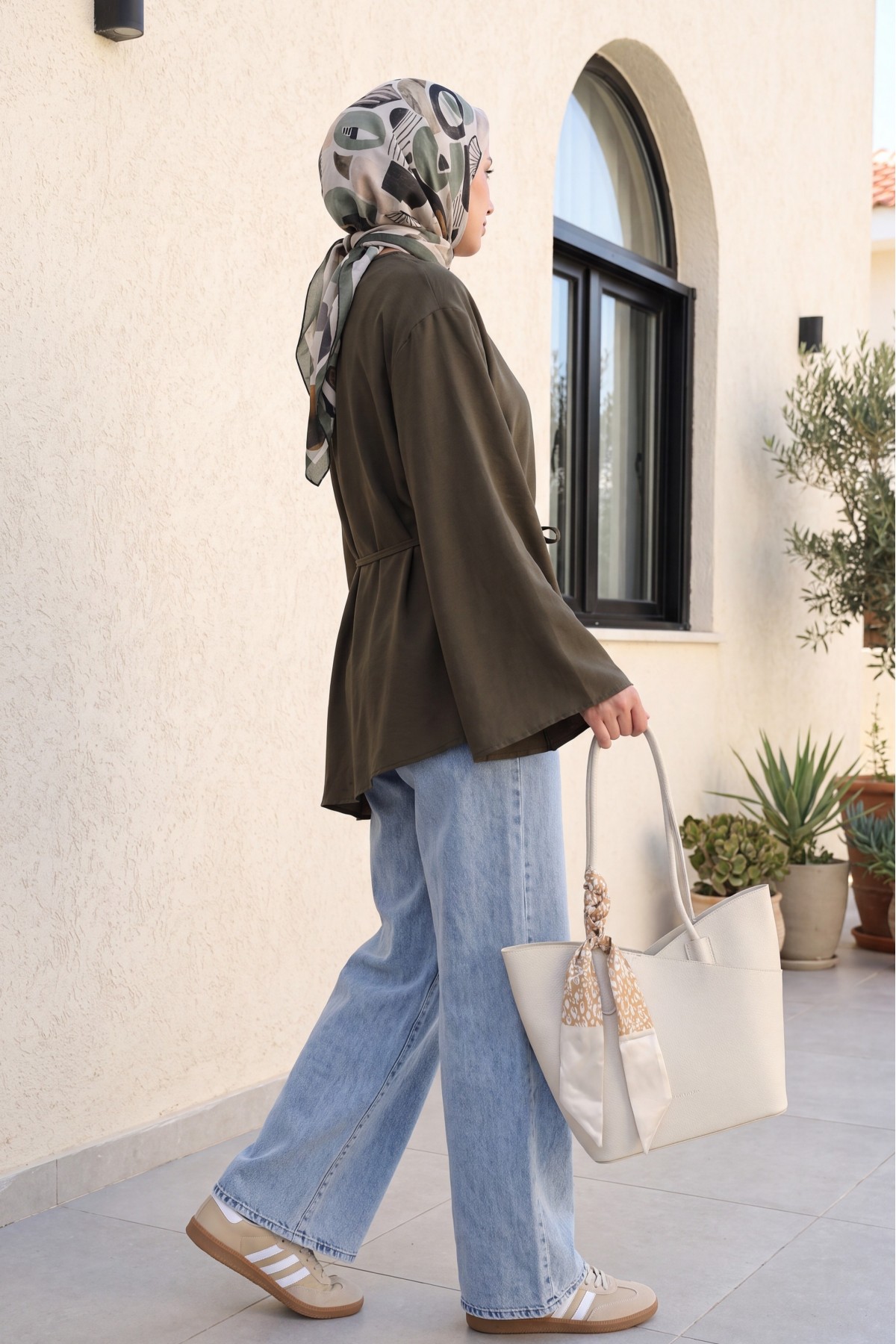 Beli Lastikli Cepli Bol Paça Kot Pantolon   -Tint
