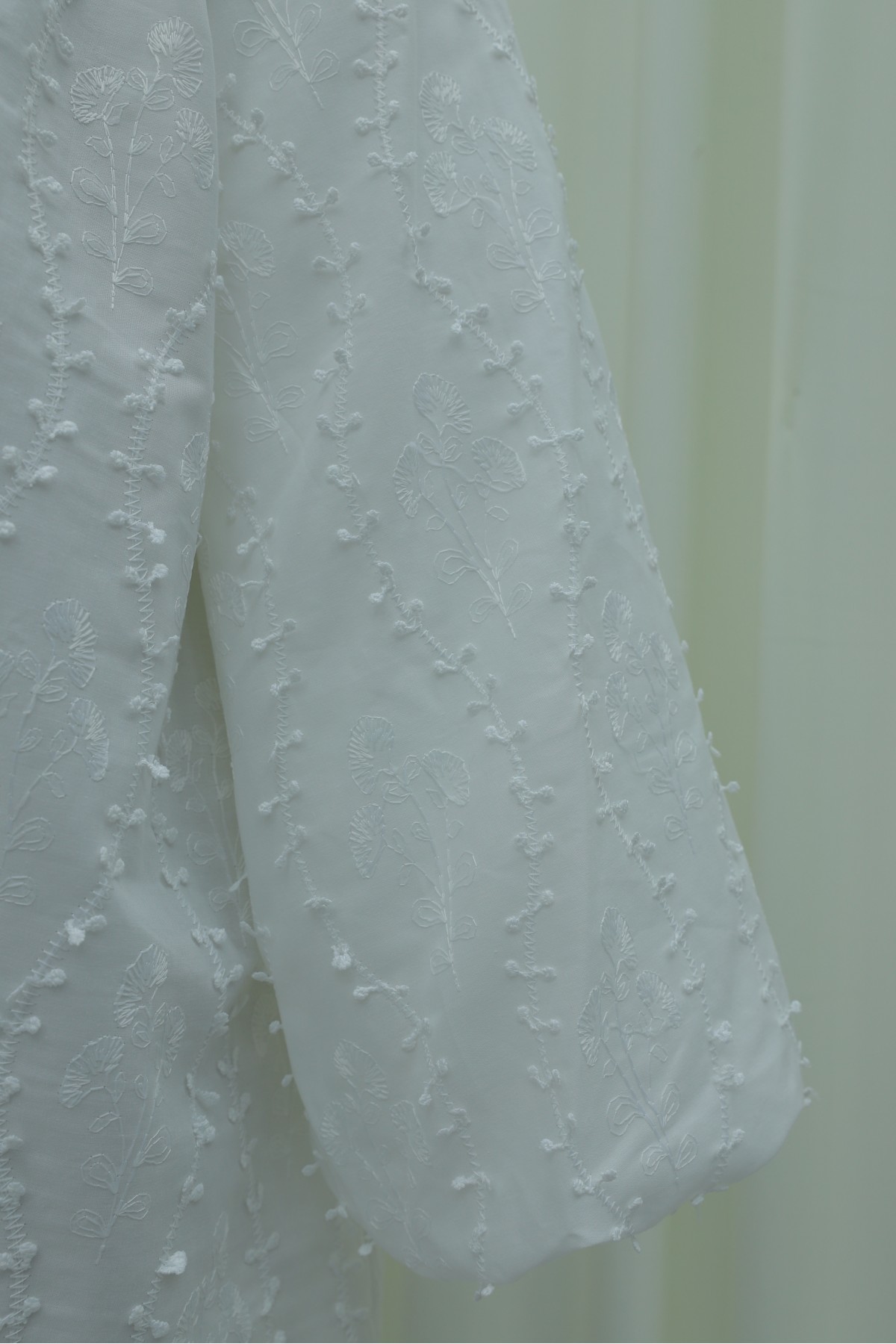 Oversize Linen Tunic with Lace-Up Neckline, Button Closure, Lined, and Embroidered. -White