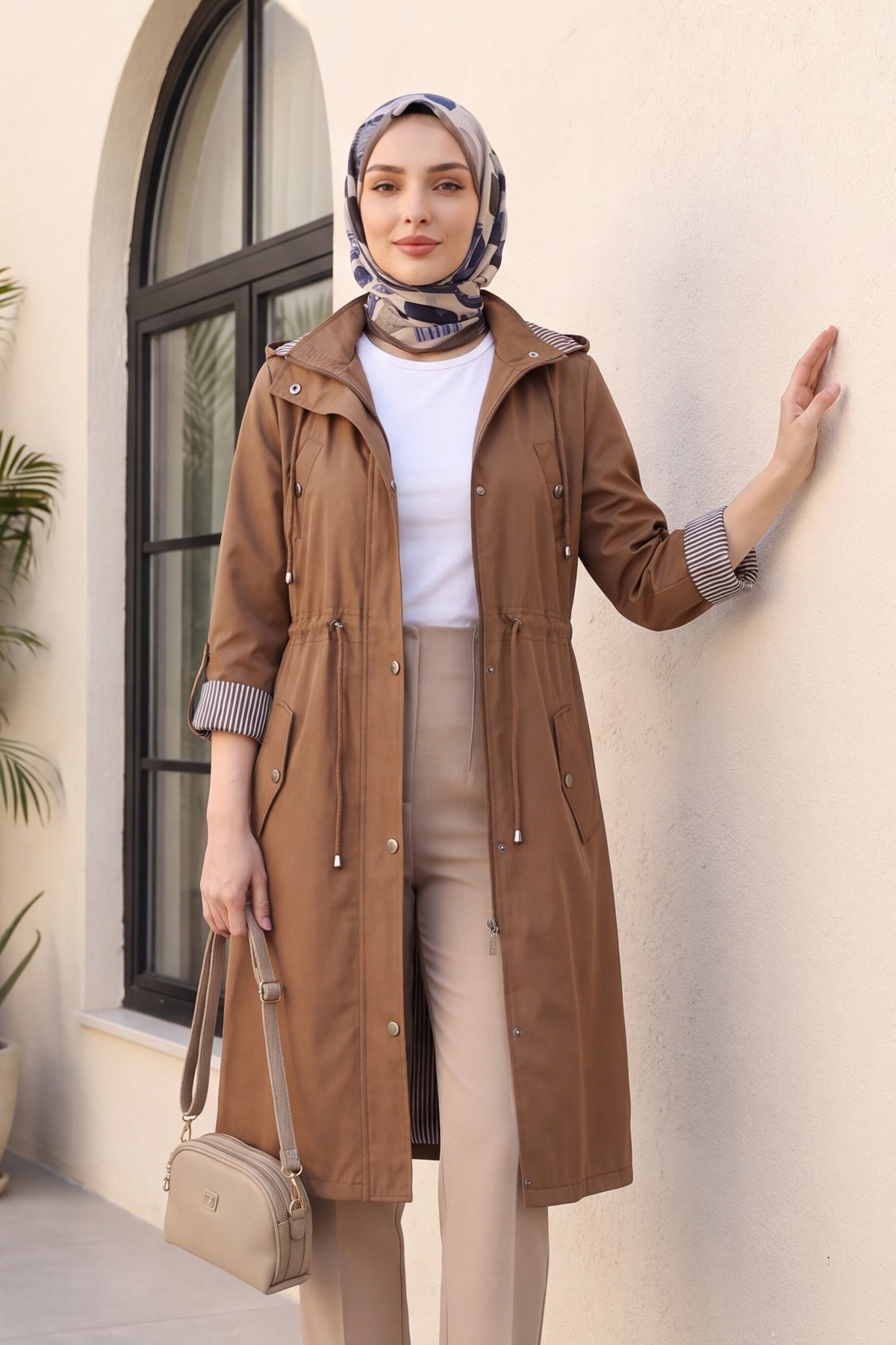 Striped Trench Coat      - Soil
